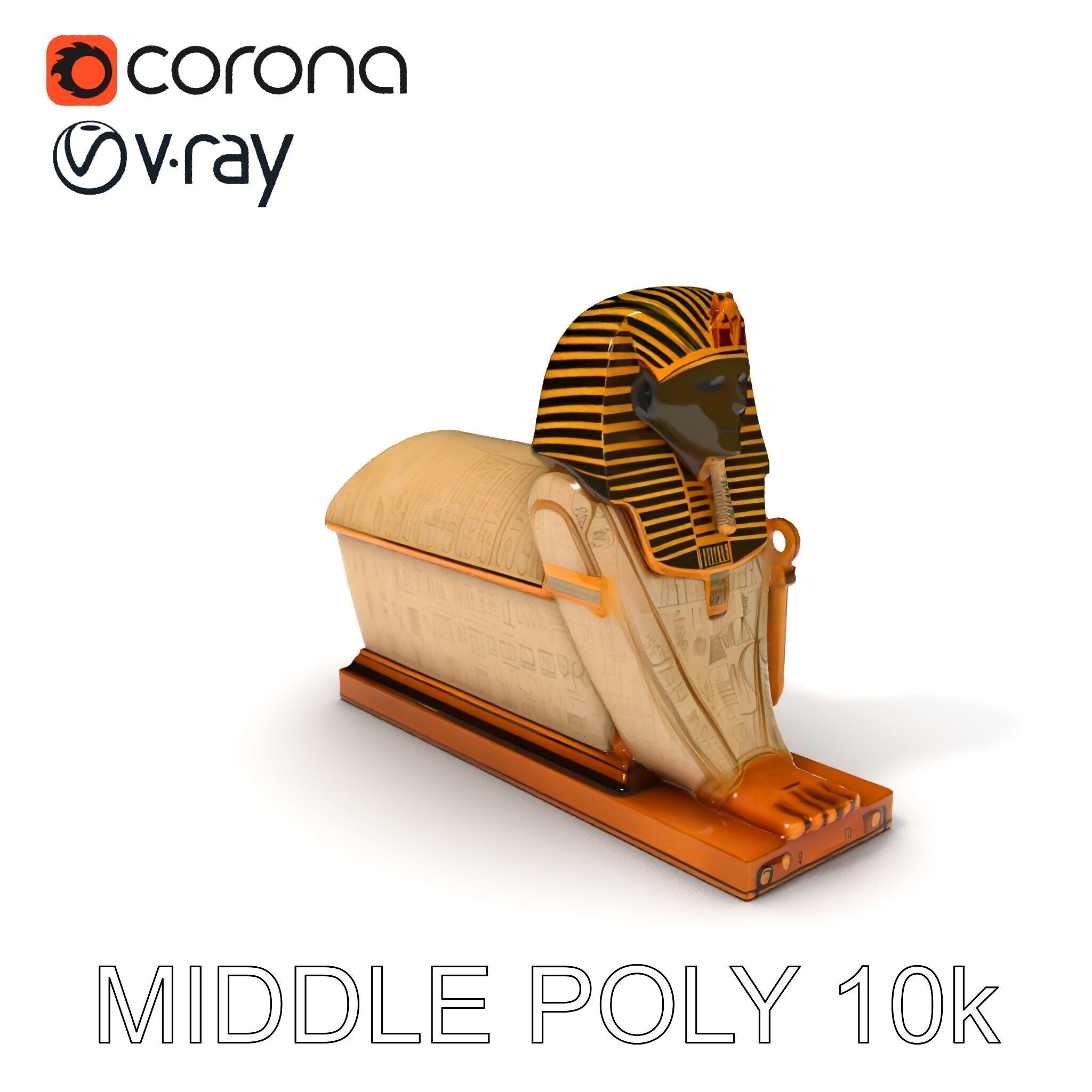 Egyptian Sphinx Sarcophagus Model Pack Low-poly 3D model_28