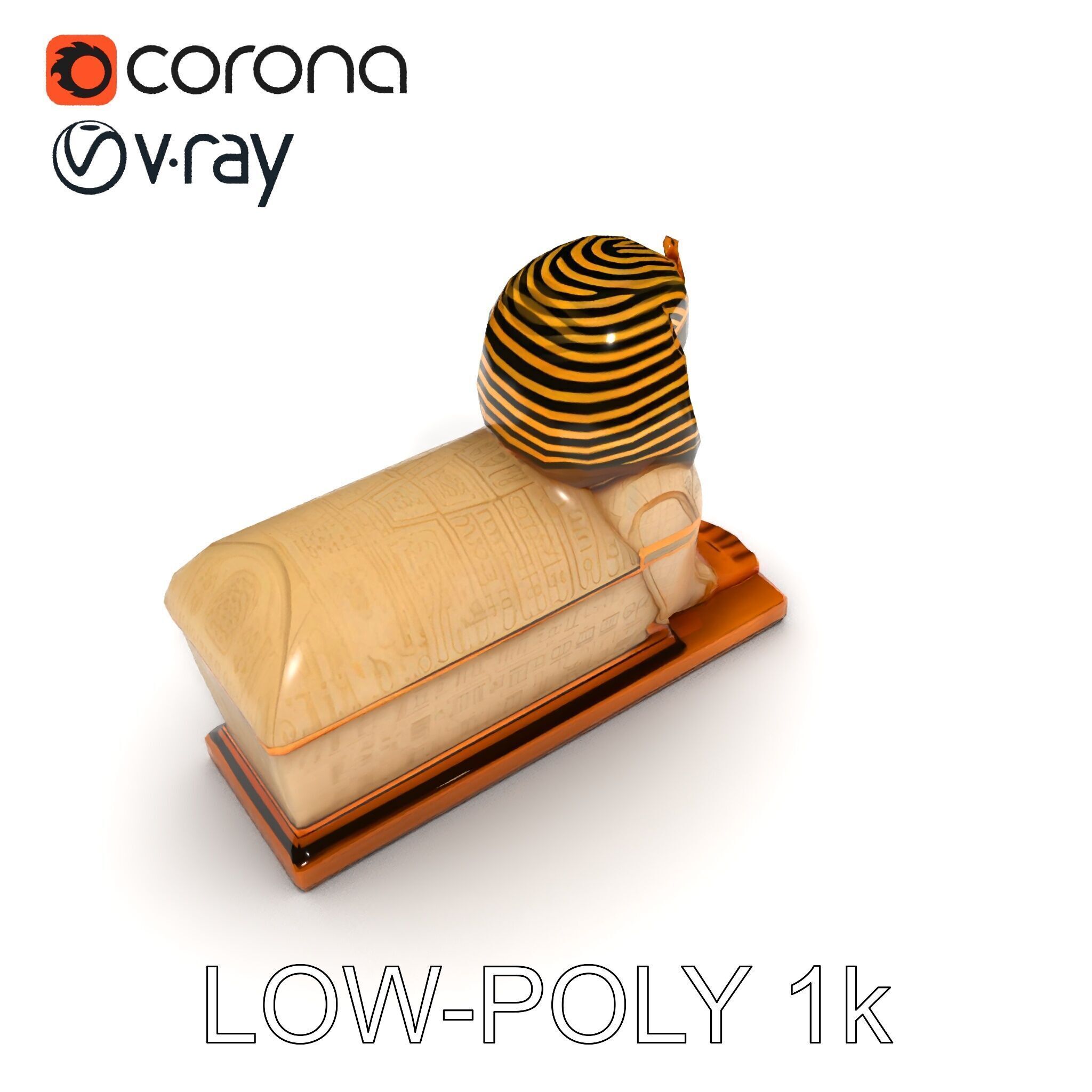 Egyptian Sphinx Sarcophagus Model Pack Low-poly 3D model_12