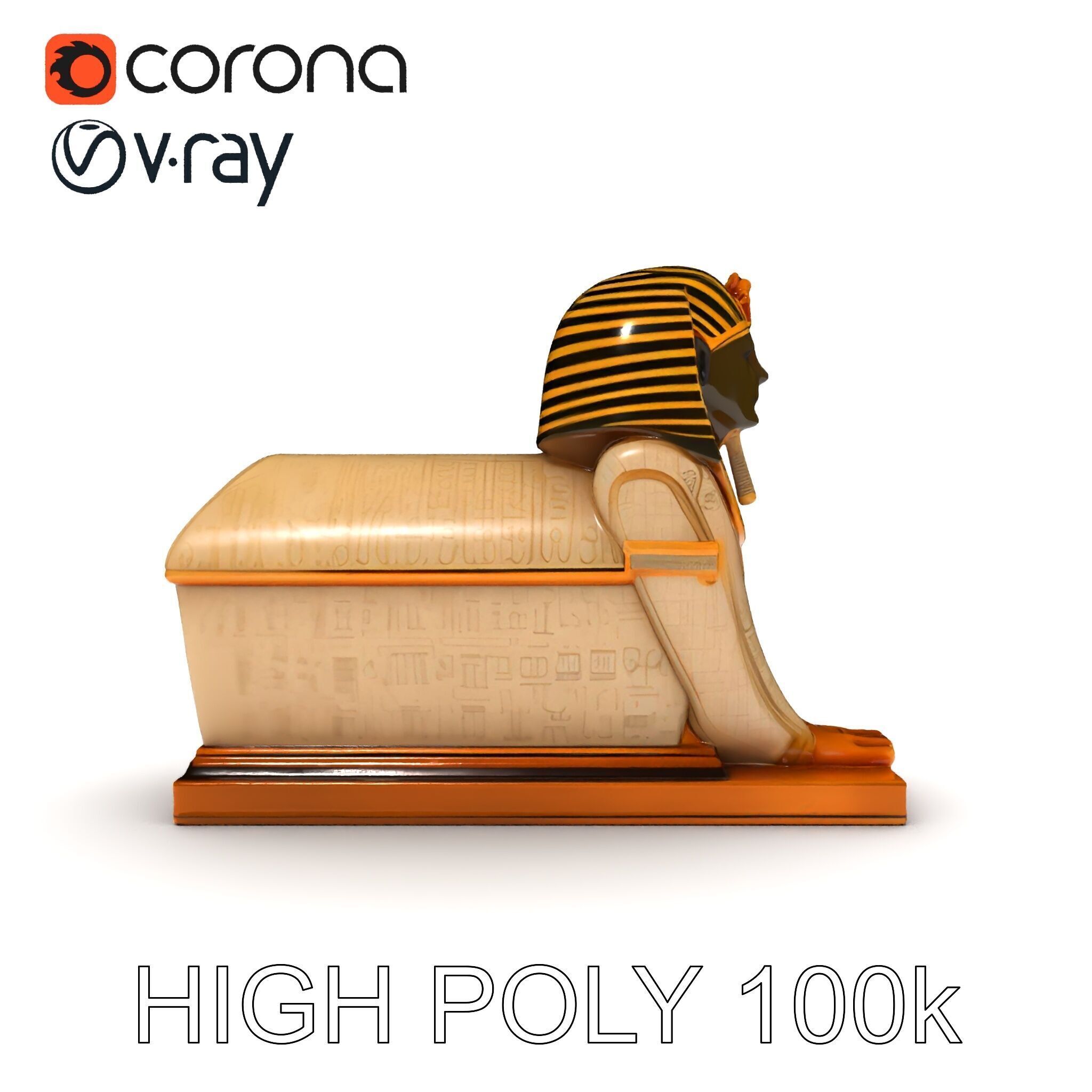 Egyptian Sphinx Sarcophagus Model Pack Low-poly 3D model_10