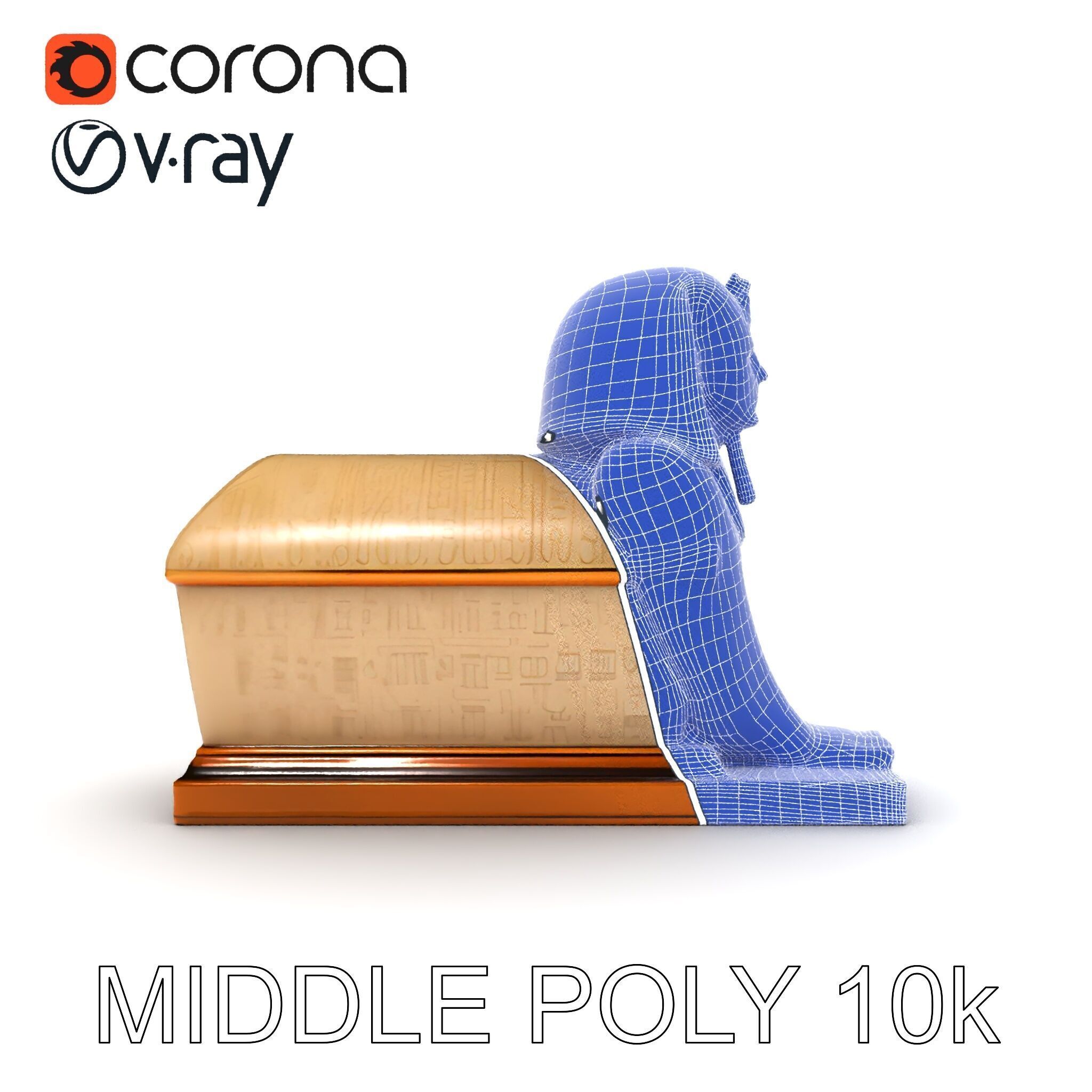 Egyptian Sphinx Sarcophagus Model Pack Low-poly 3D model_11