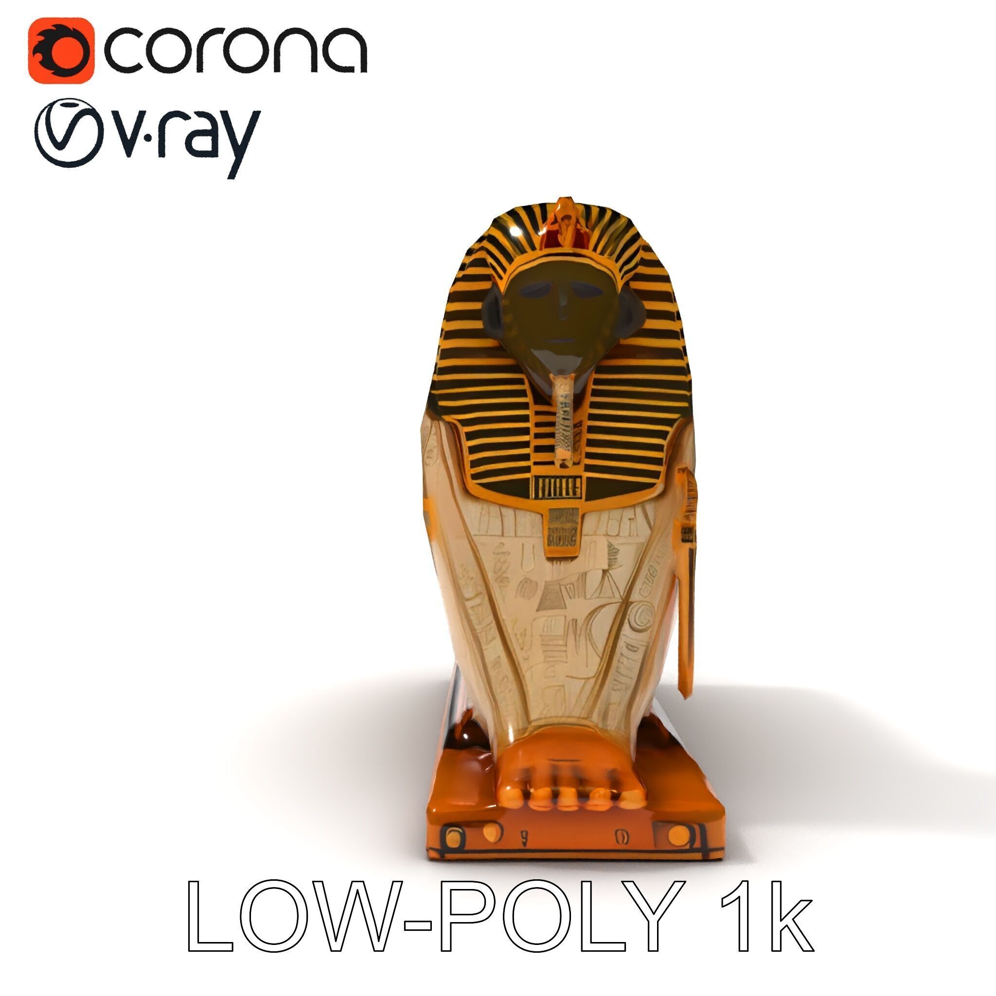 Egyptian Sphinx Sarcophagus Model Pack Low-poly 3D model_9