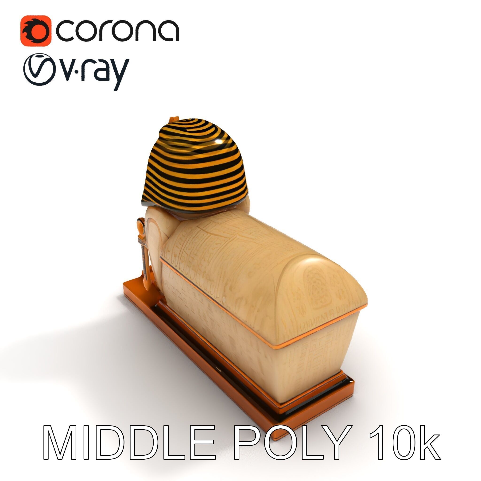 Egyptian Sphinx Sarcophagus Model Pack Low-poly 3D model_8