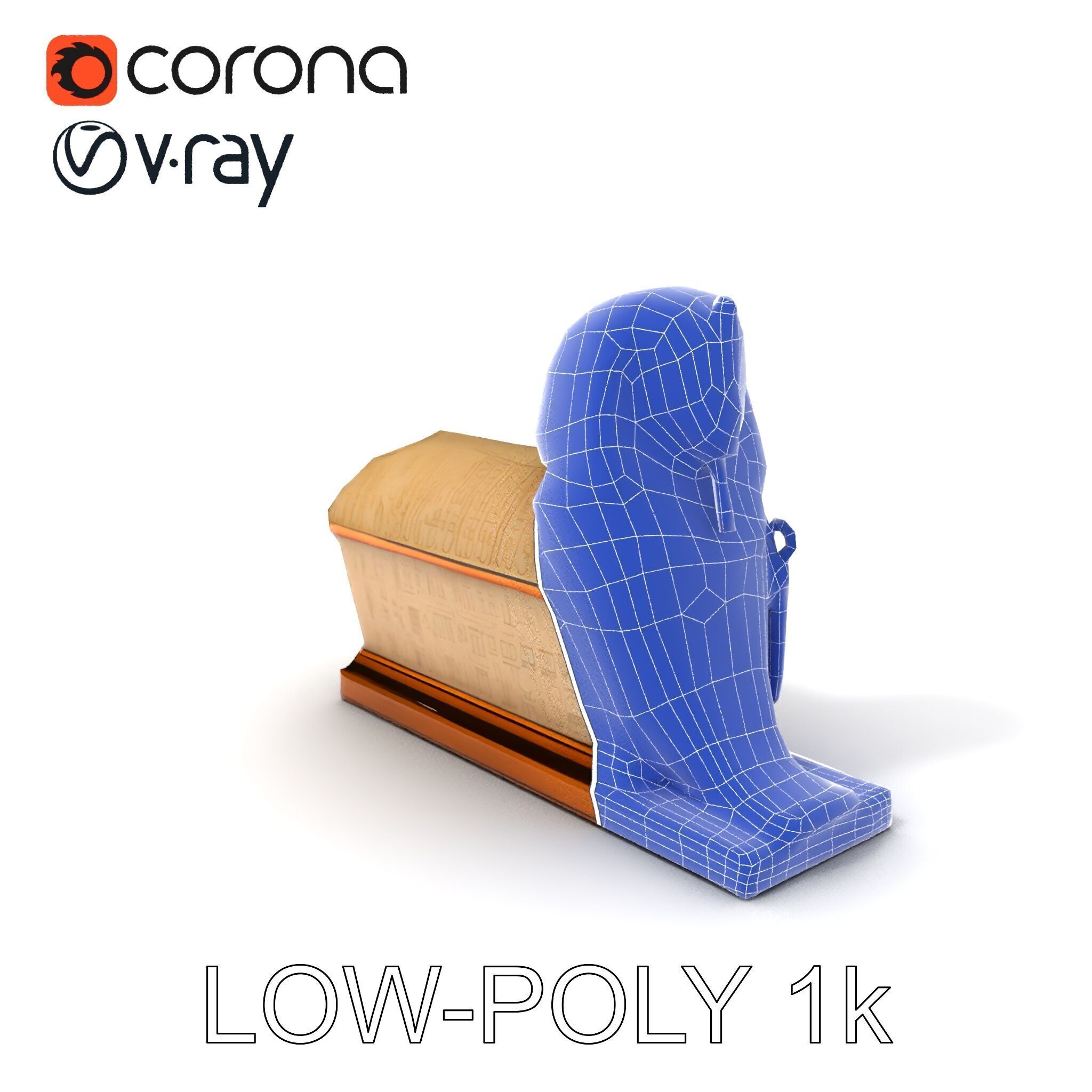 Egyptian Sphinx Sarcophagus Model Pack Low-poly 3D model_17