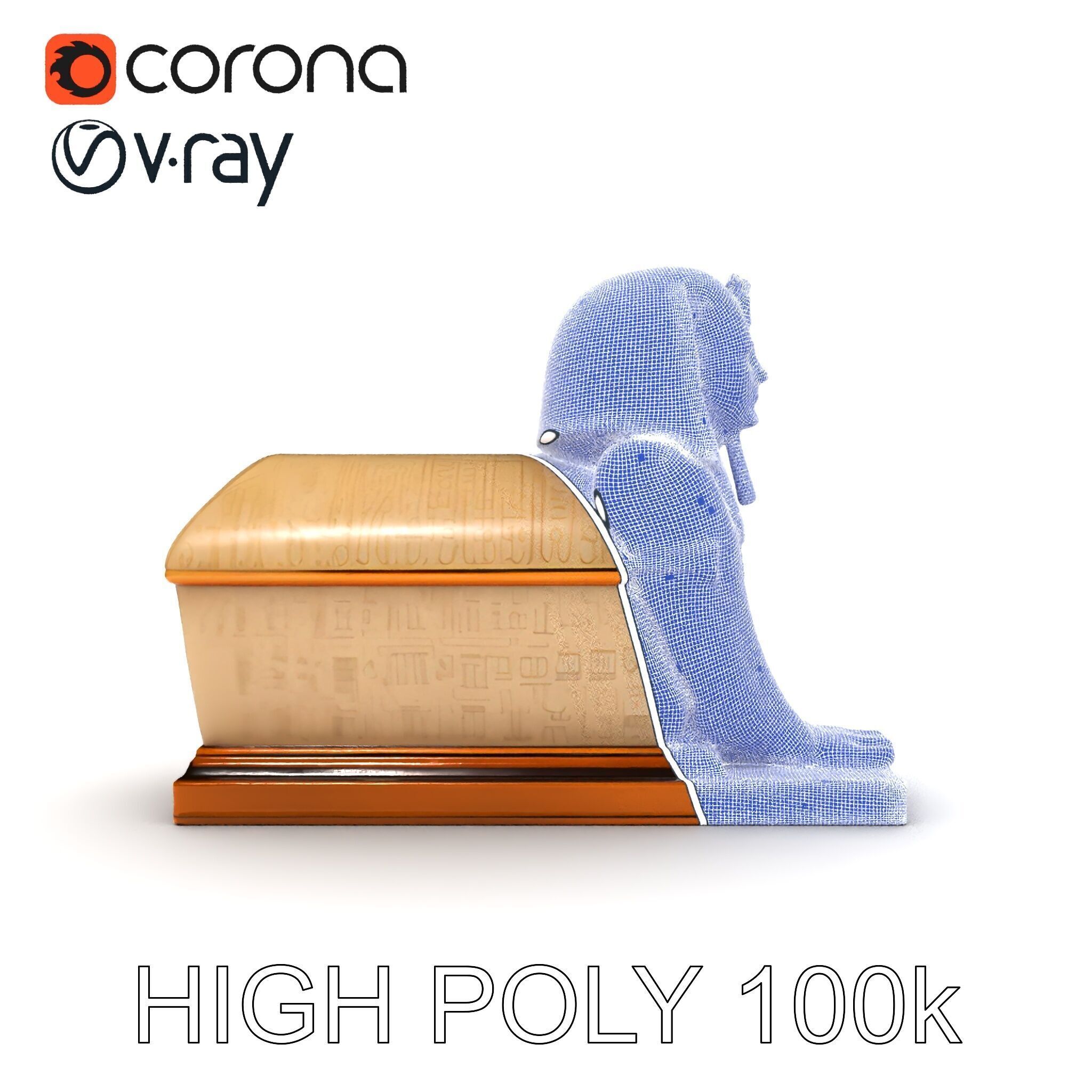 Egyptian Sphinx Sarcophagus Model Pack Low-poly 3D model_21
