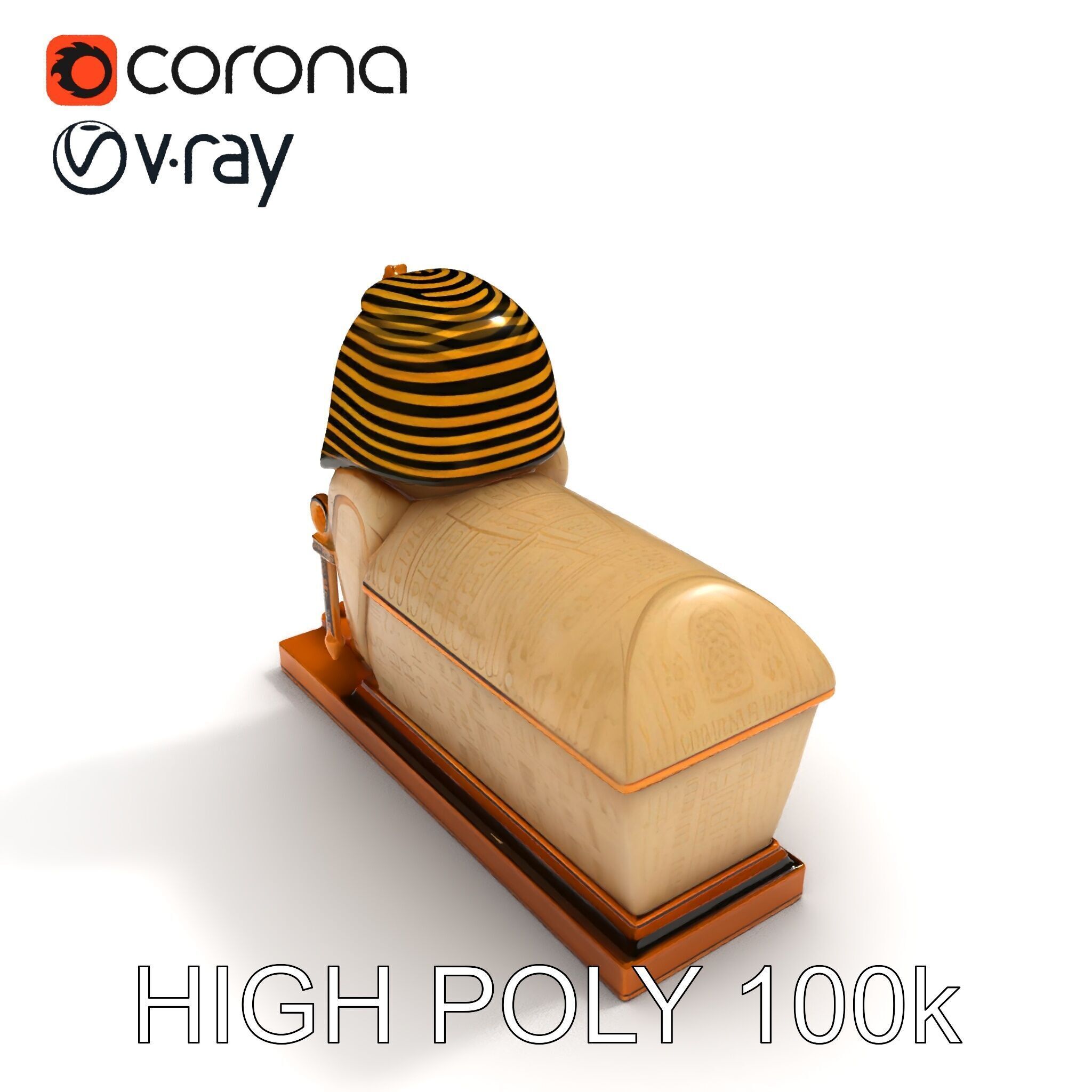 Egyptian Sphinx Sarcophagus Model Pack Low-poly 3D model_15