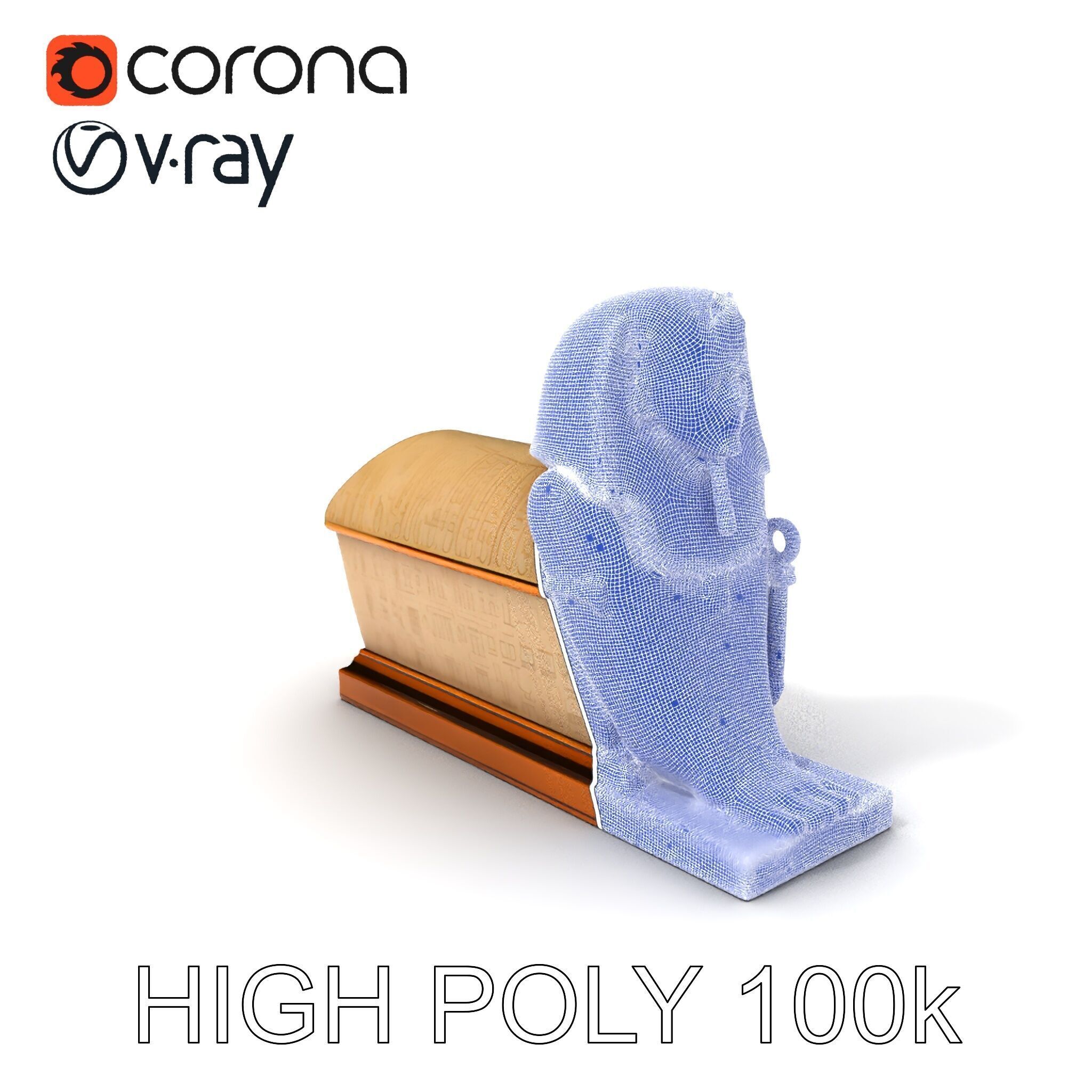 Egyptian Sphinx Sarcophagus Model Pack Low-poly 3D model_3