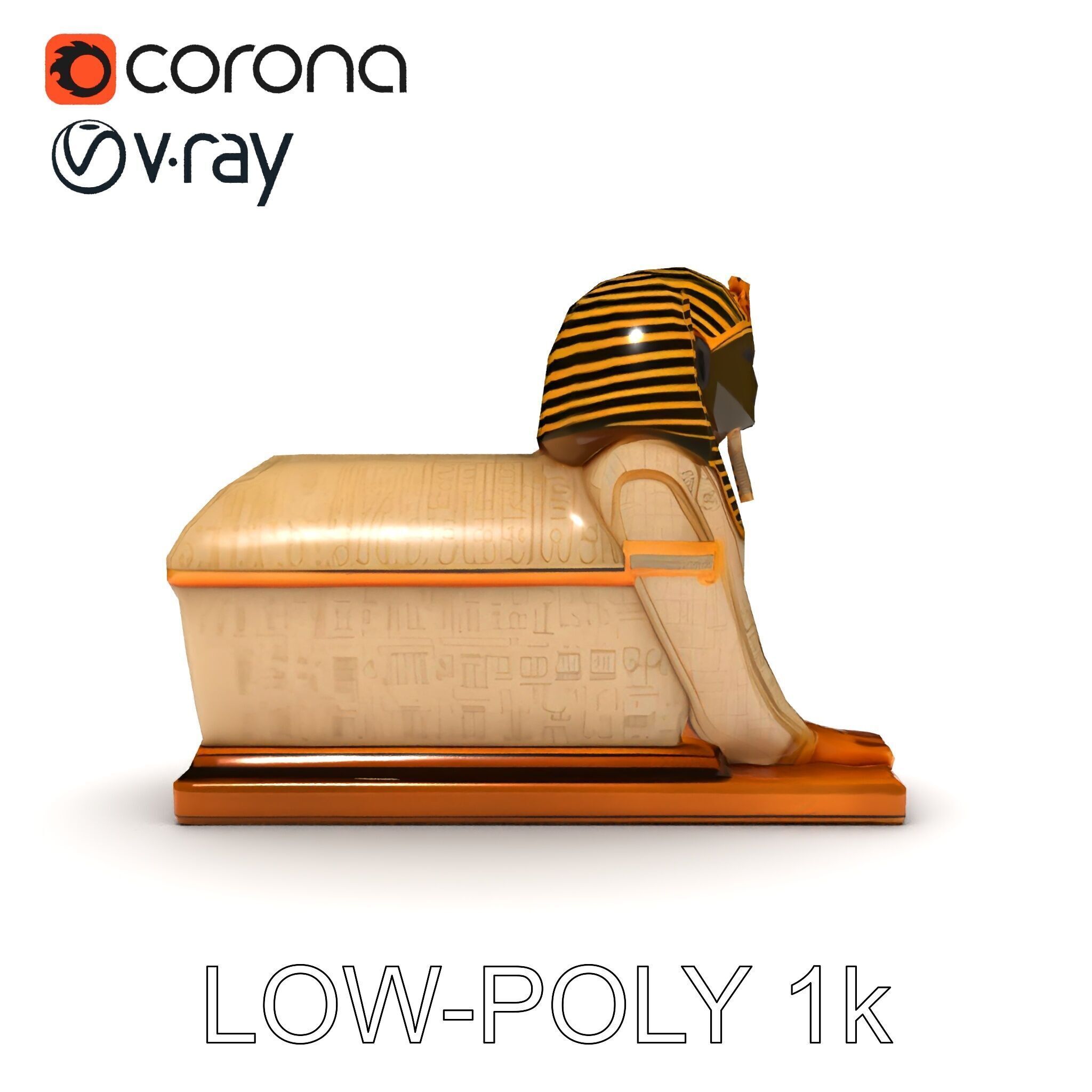 Egyptian Sphinx Sarcophagus Model Pack Low-poly 3D model_33