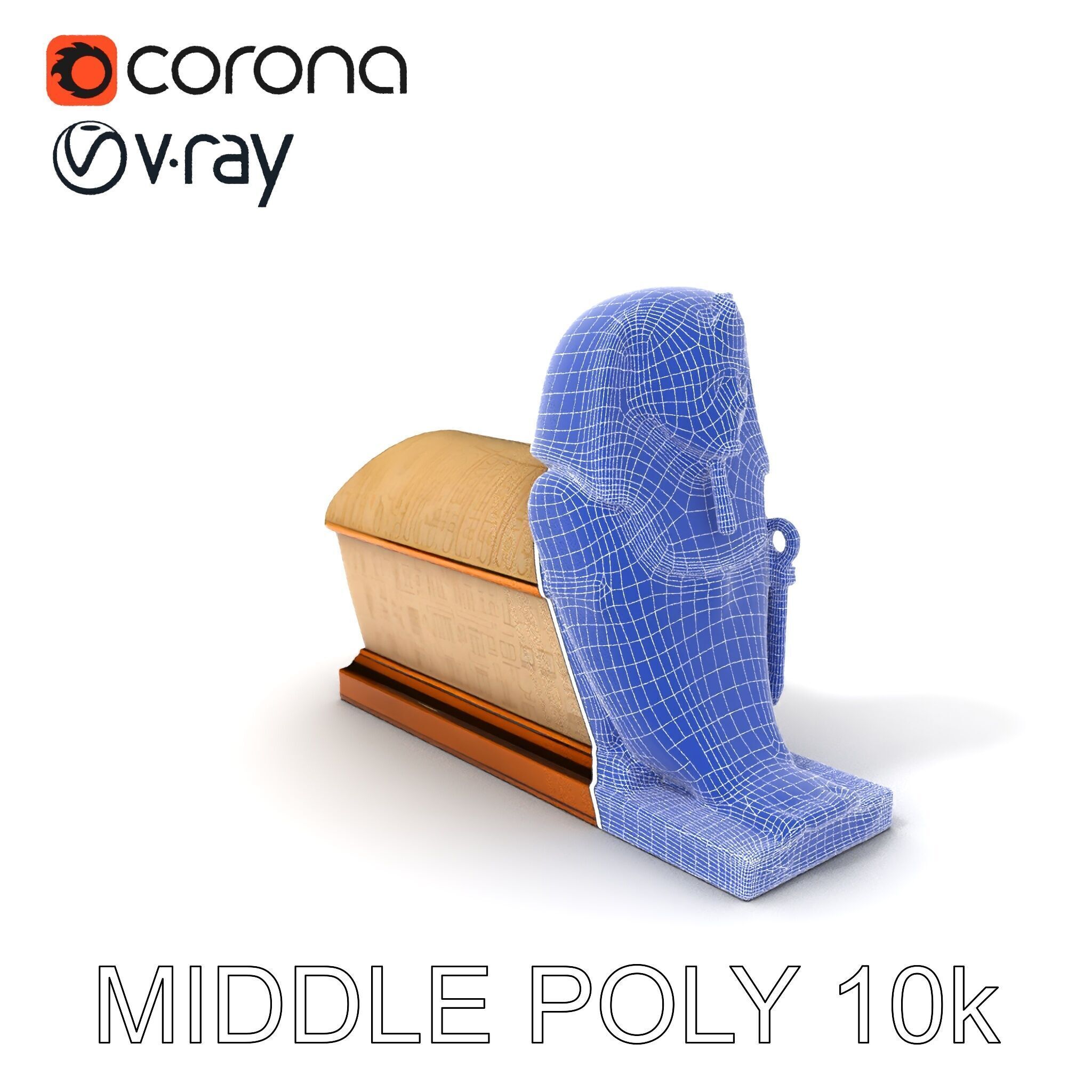 Egyptian Sphinx Sarcophagus Model Pack Low-poly 3D model_6