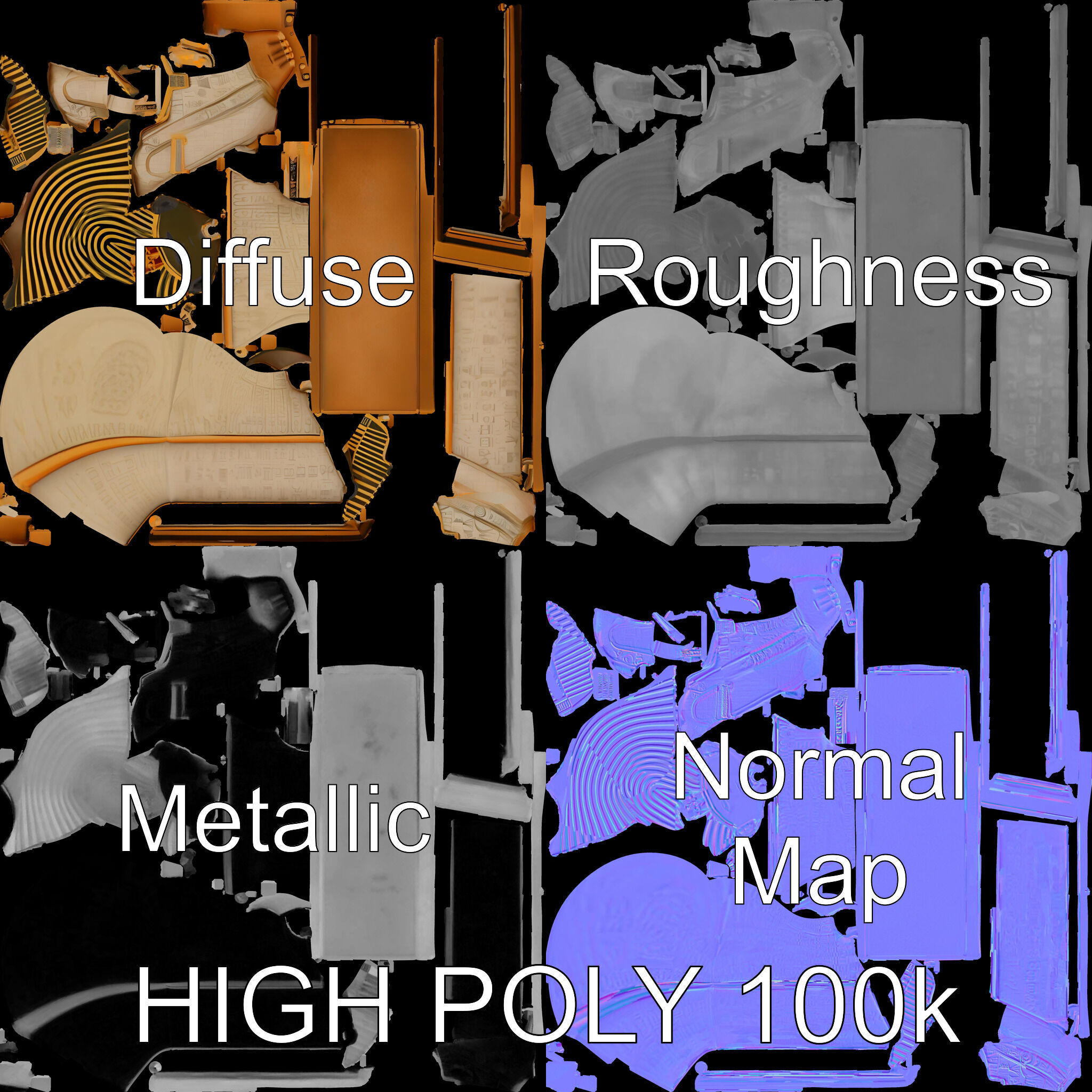 Egyptian Sphinx Sarcophagus Model Pack Low-poly 3D model_2