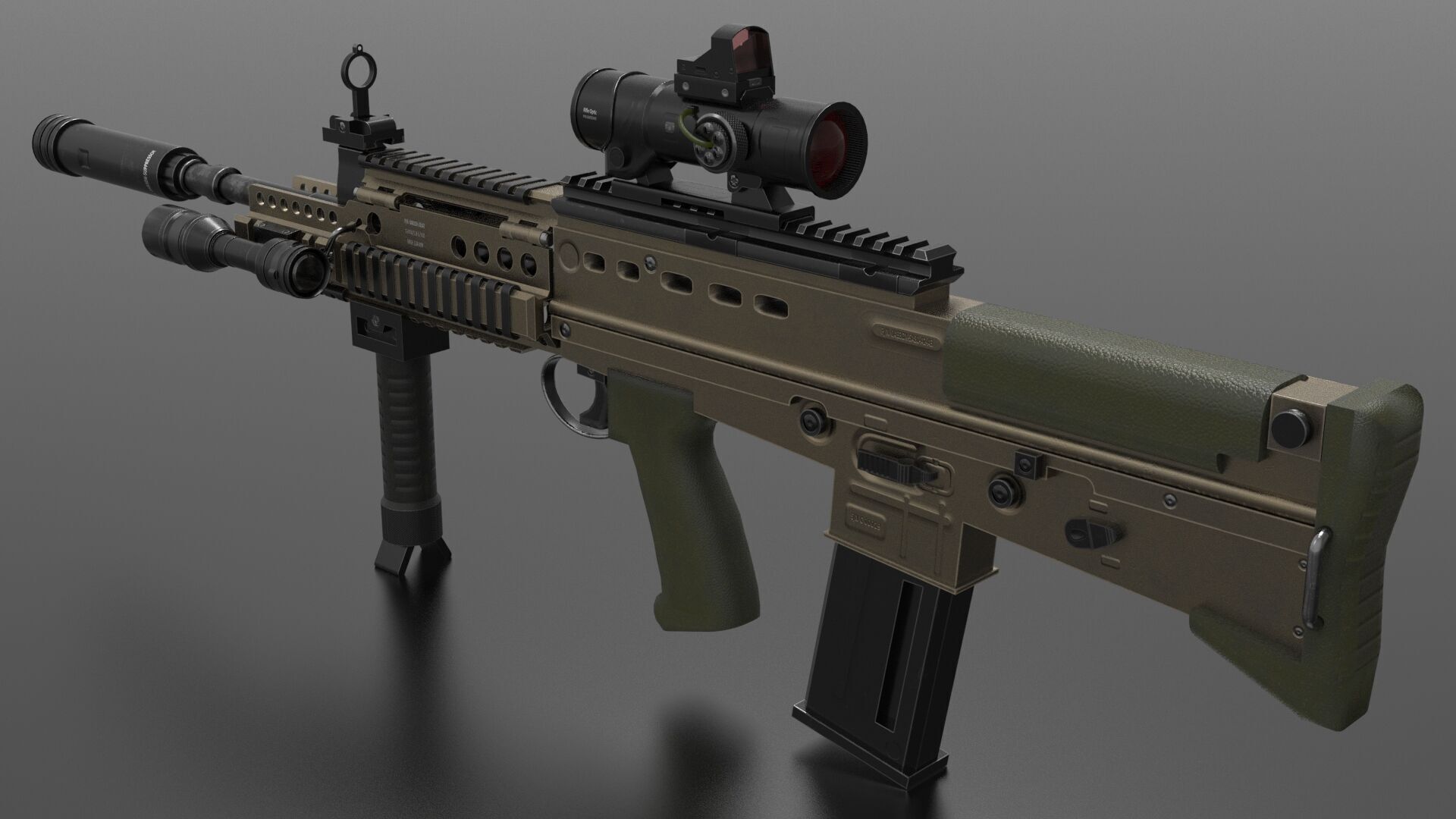 SA80 L85A2 Weapon Fps-Tps Low-poly 3D model_1