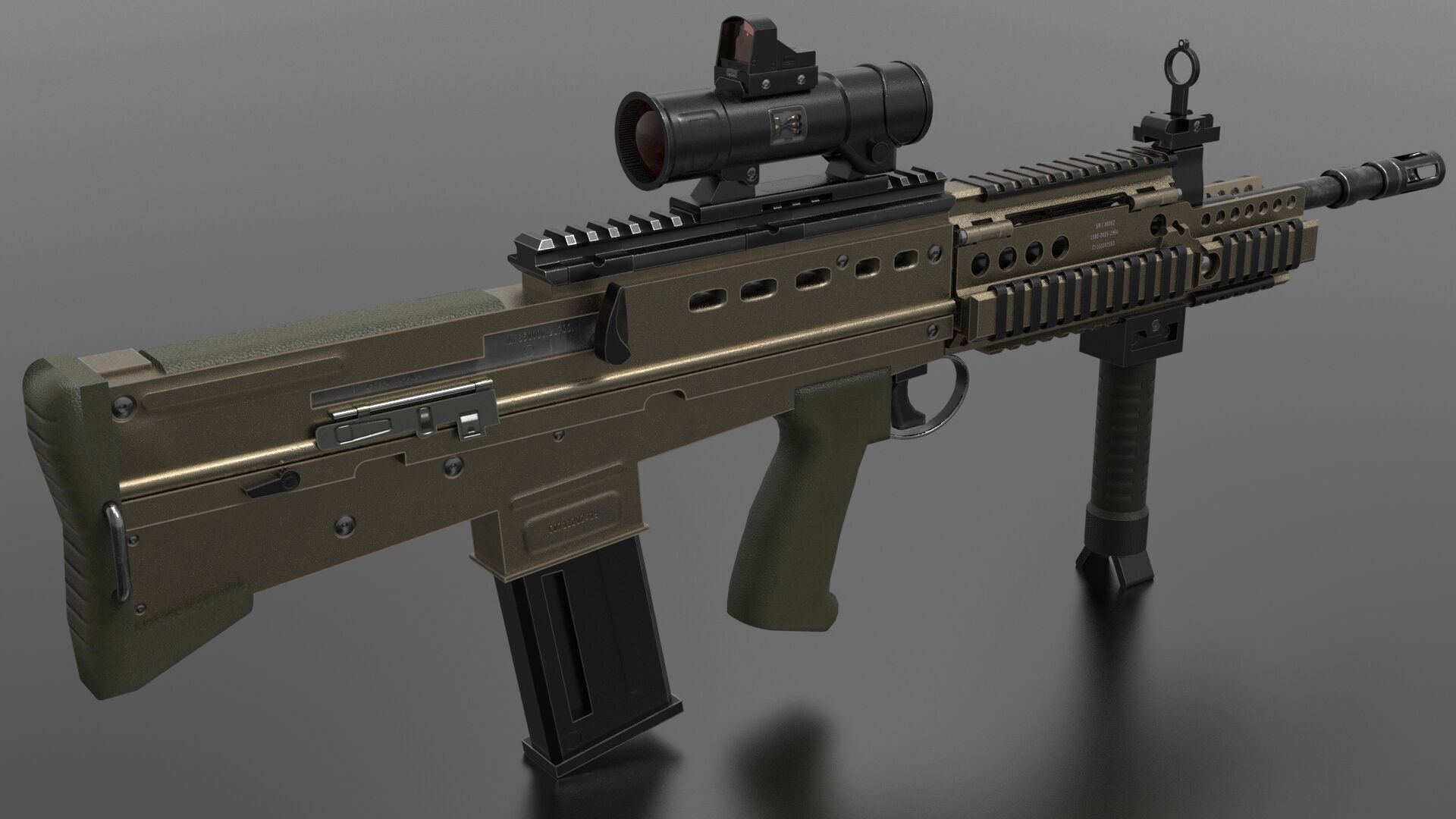 SA80 L85A2 Weapon Fps-Tps Low-poly 3D model_3