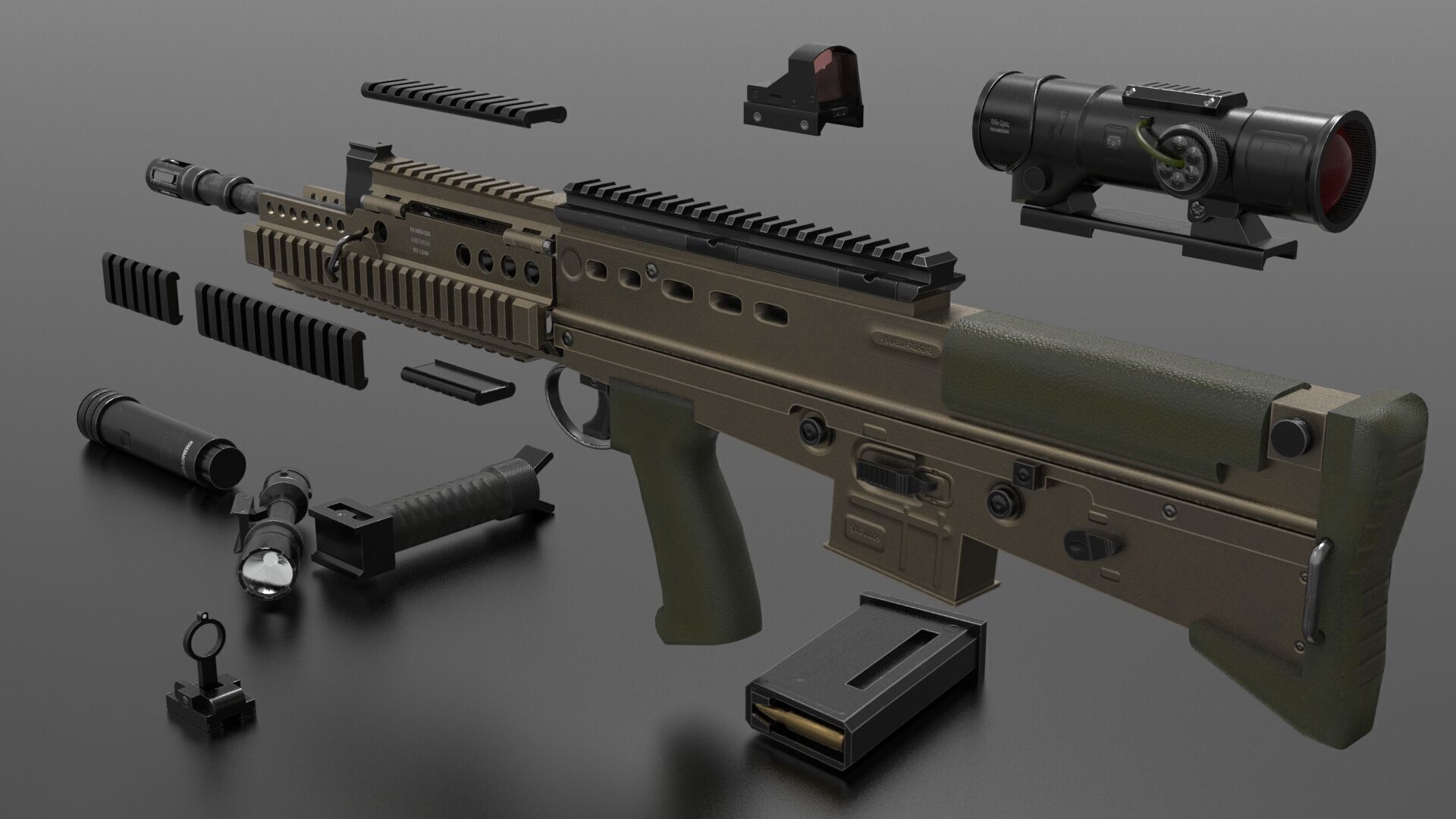 SA80 L85A2 Weapon Fps-Tps Low-poly 3D model_2
