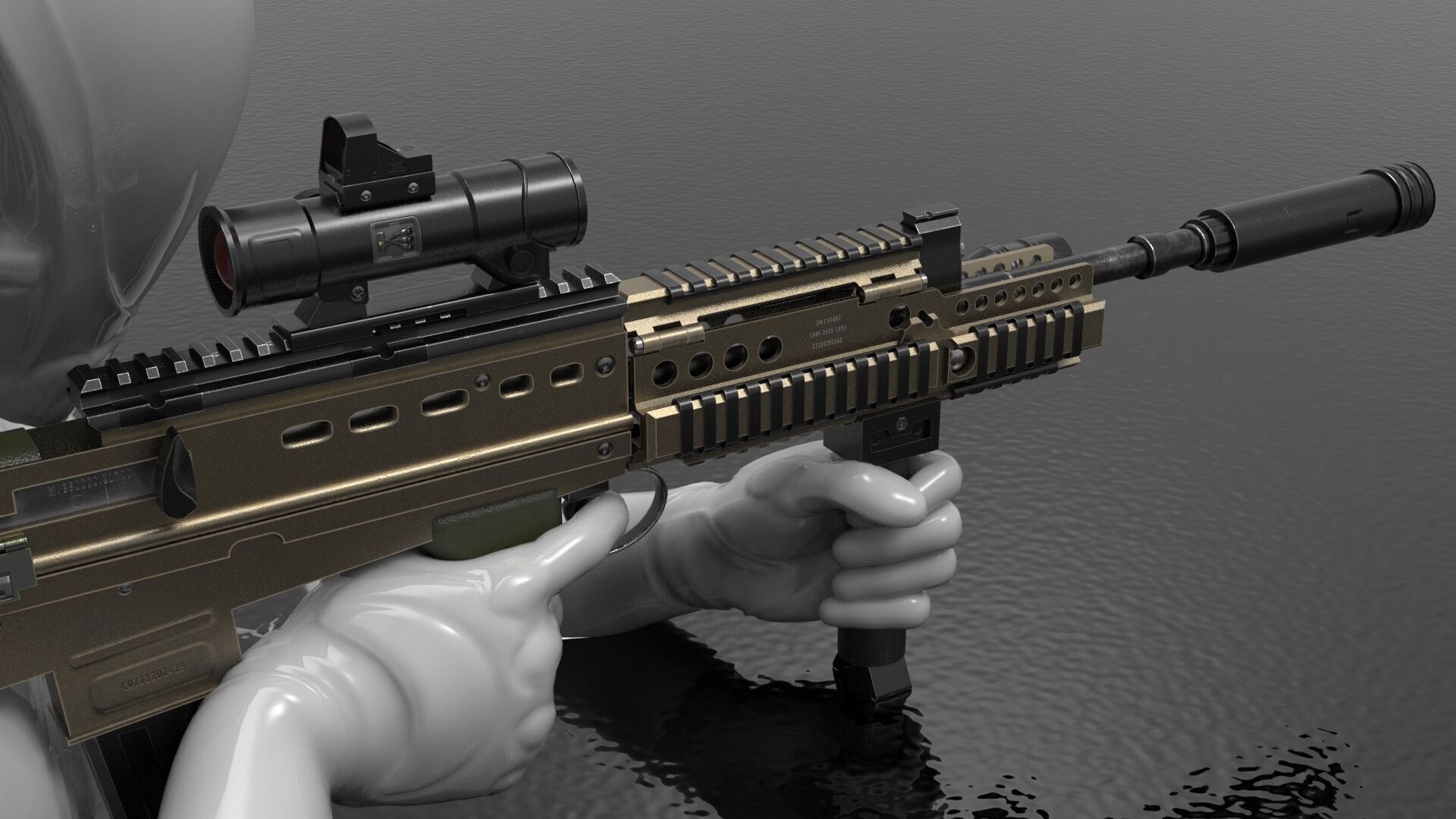 SA80 L85A2 Weapon Fps-Tps Low-poly 3D model_6
