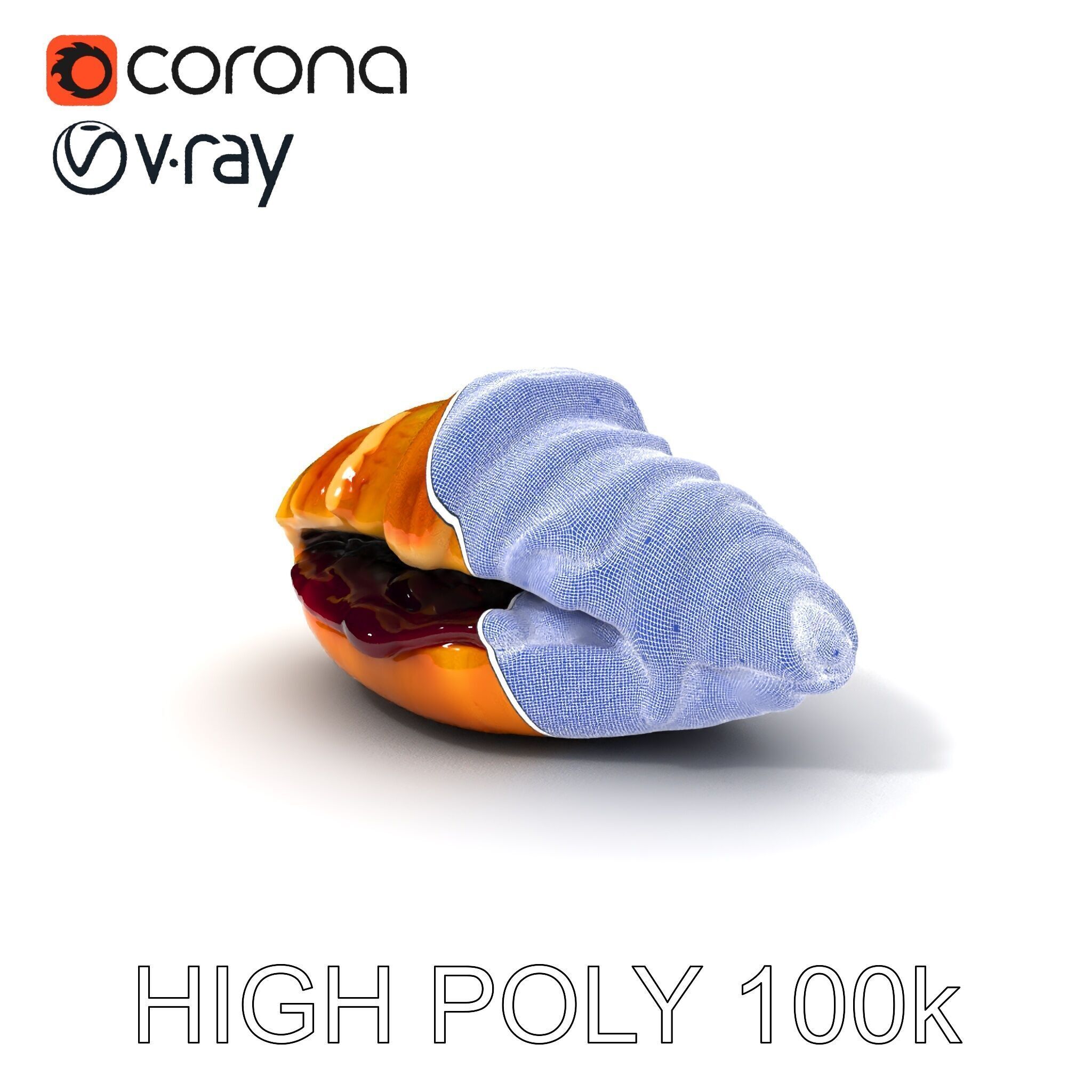 Delicious Croissant with Icing and Jam Model Pack Low-poly 3D model_3