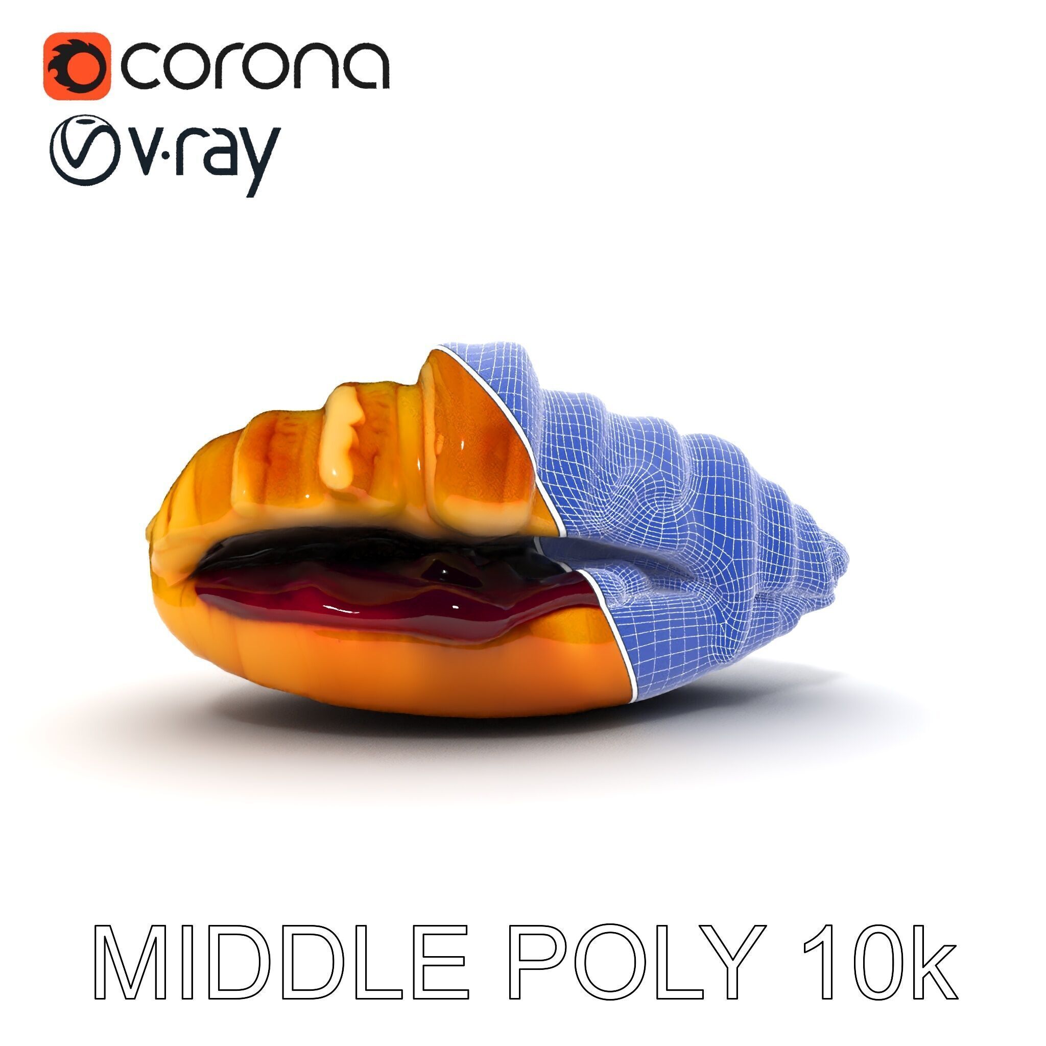 Delicious Croissant with Icing and Jam Model Pack Low-poly 3D model_32