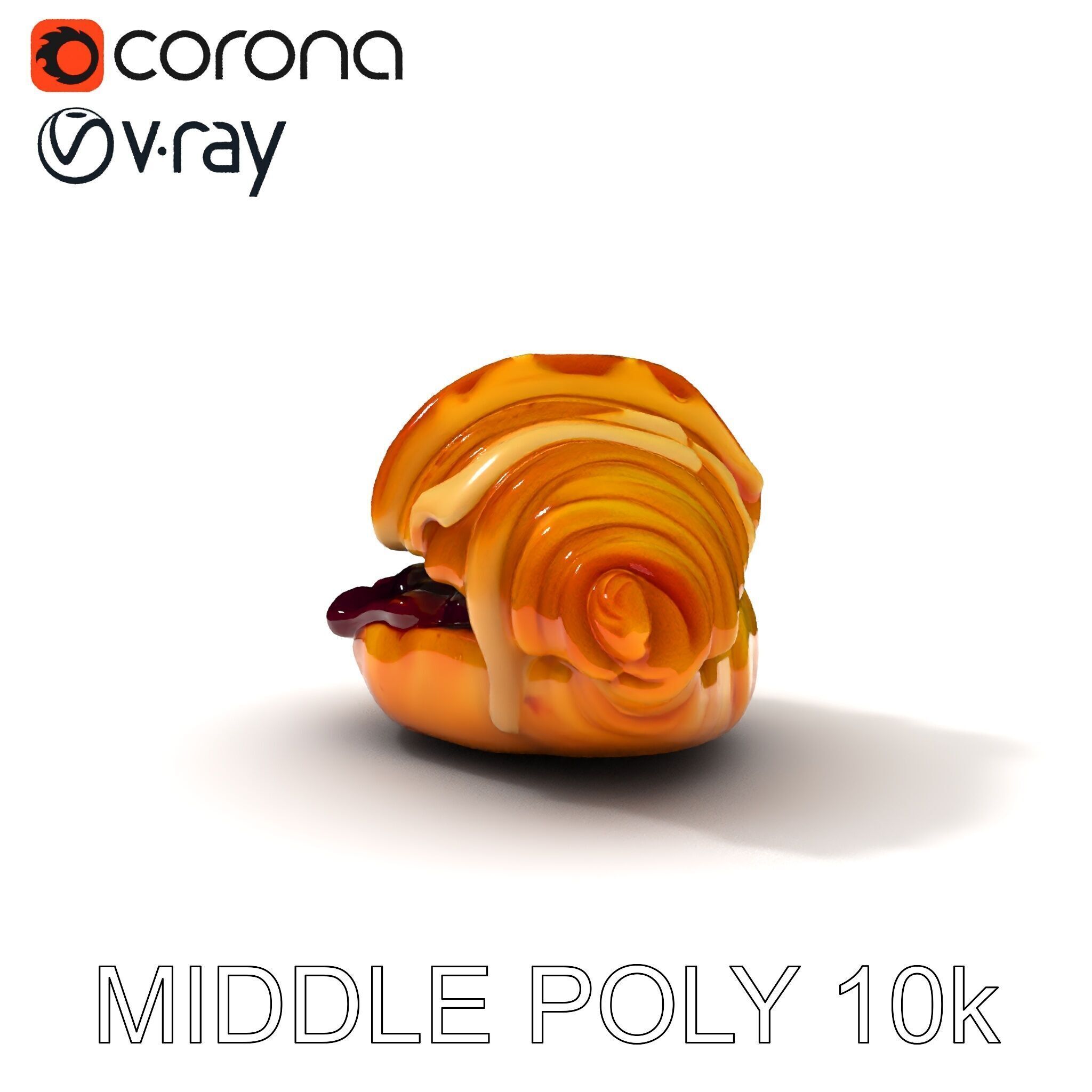 Delicious Croissant with Icing and Jam Model Pack Low-poly 3D model_19