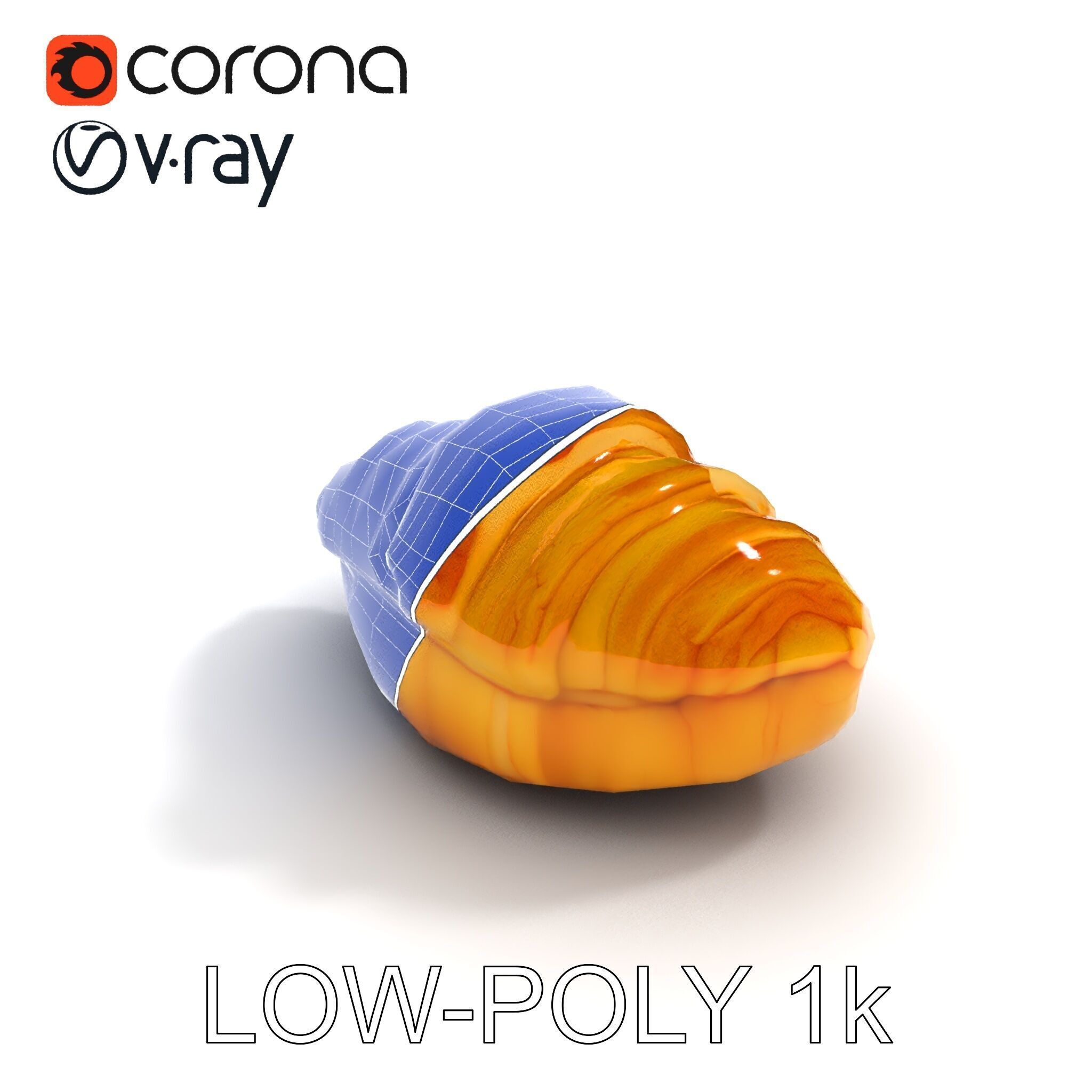 Delicious Croissant with Icing and Jam Model Pack Low-poly 3D model_26