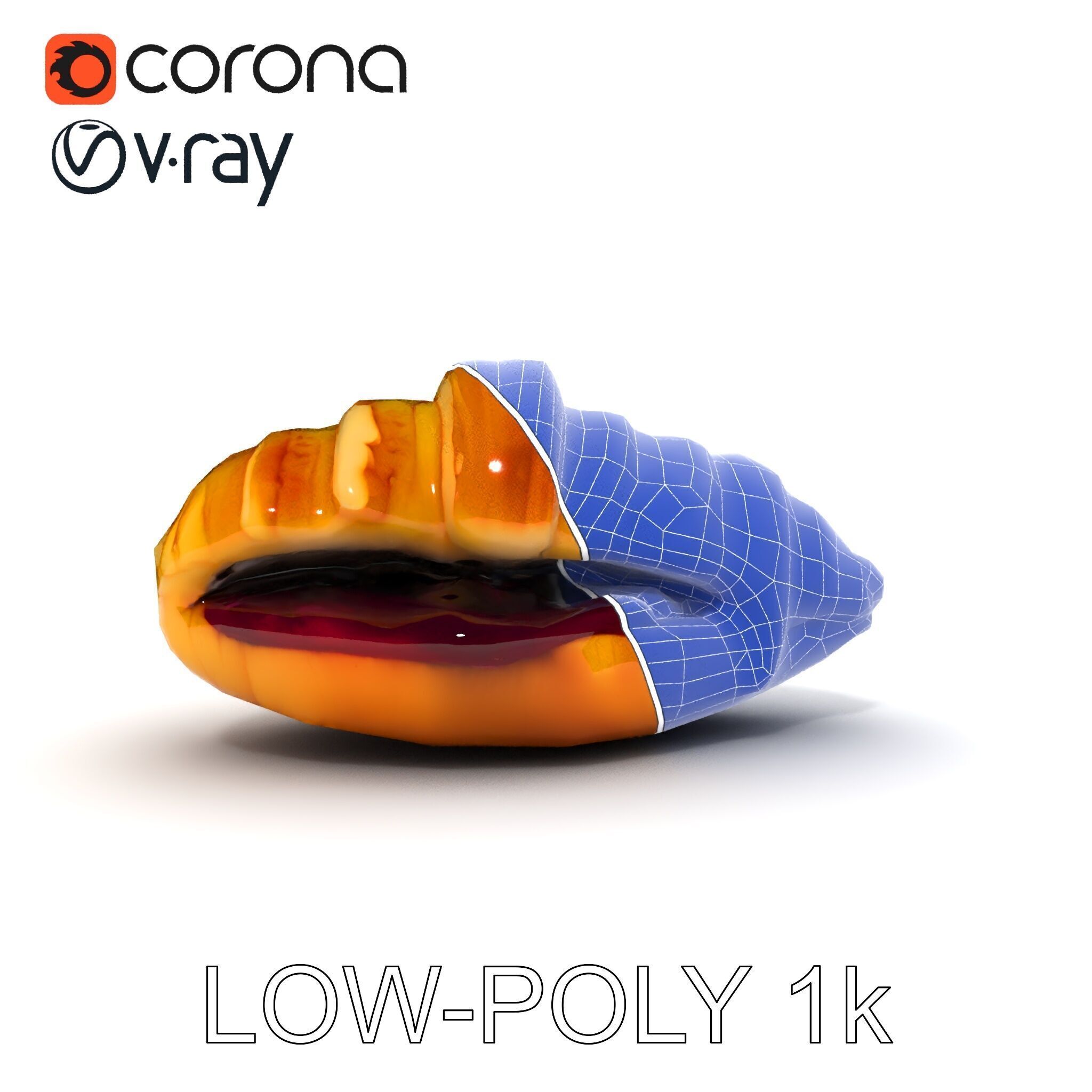Delicious Croissant with Icing and Jam Model Pack Low-poly 3D model_28