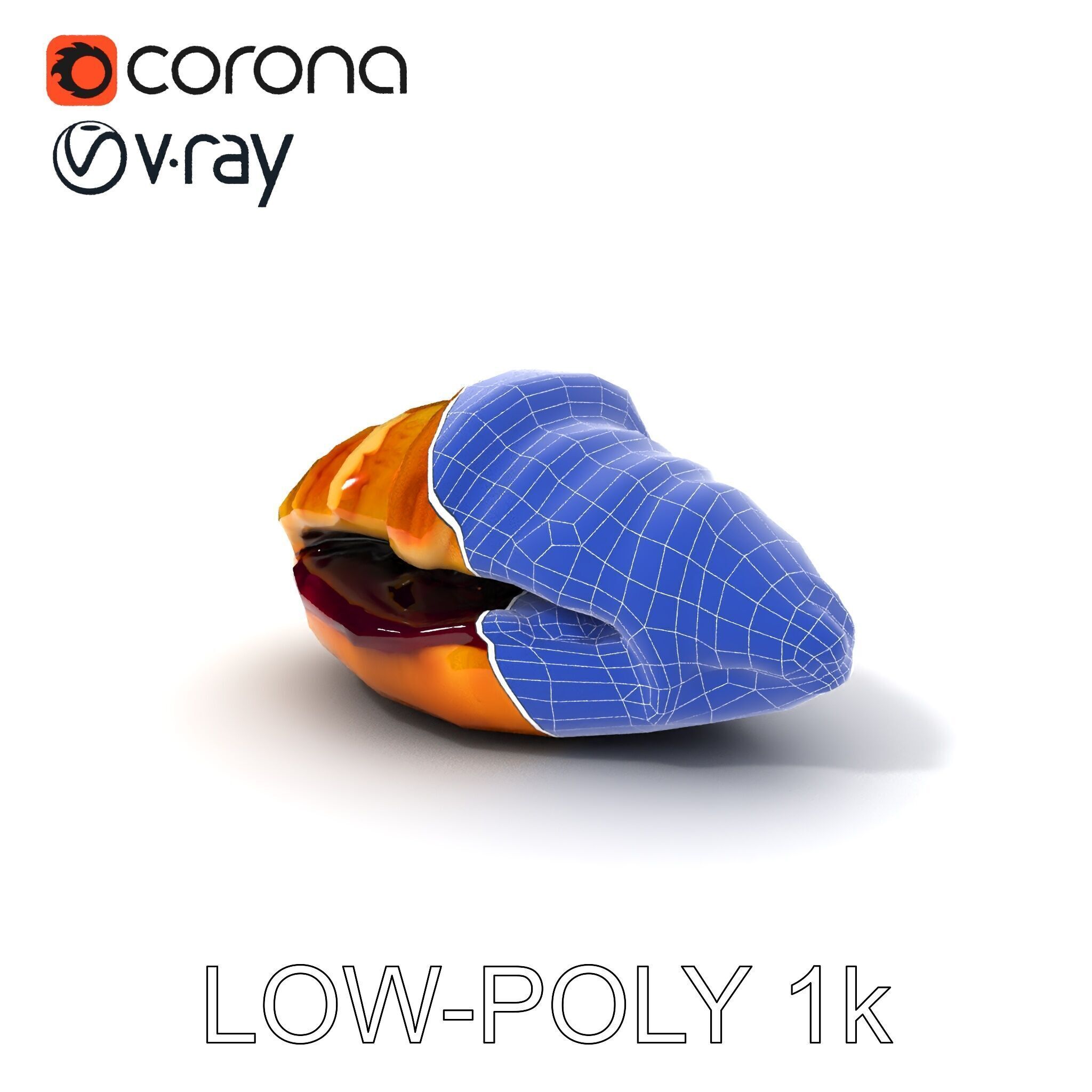 Delicious Croissant with Icing and Jam Model Pack Low-poly 3D model_7