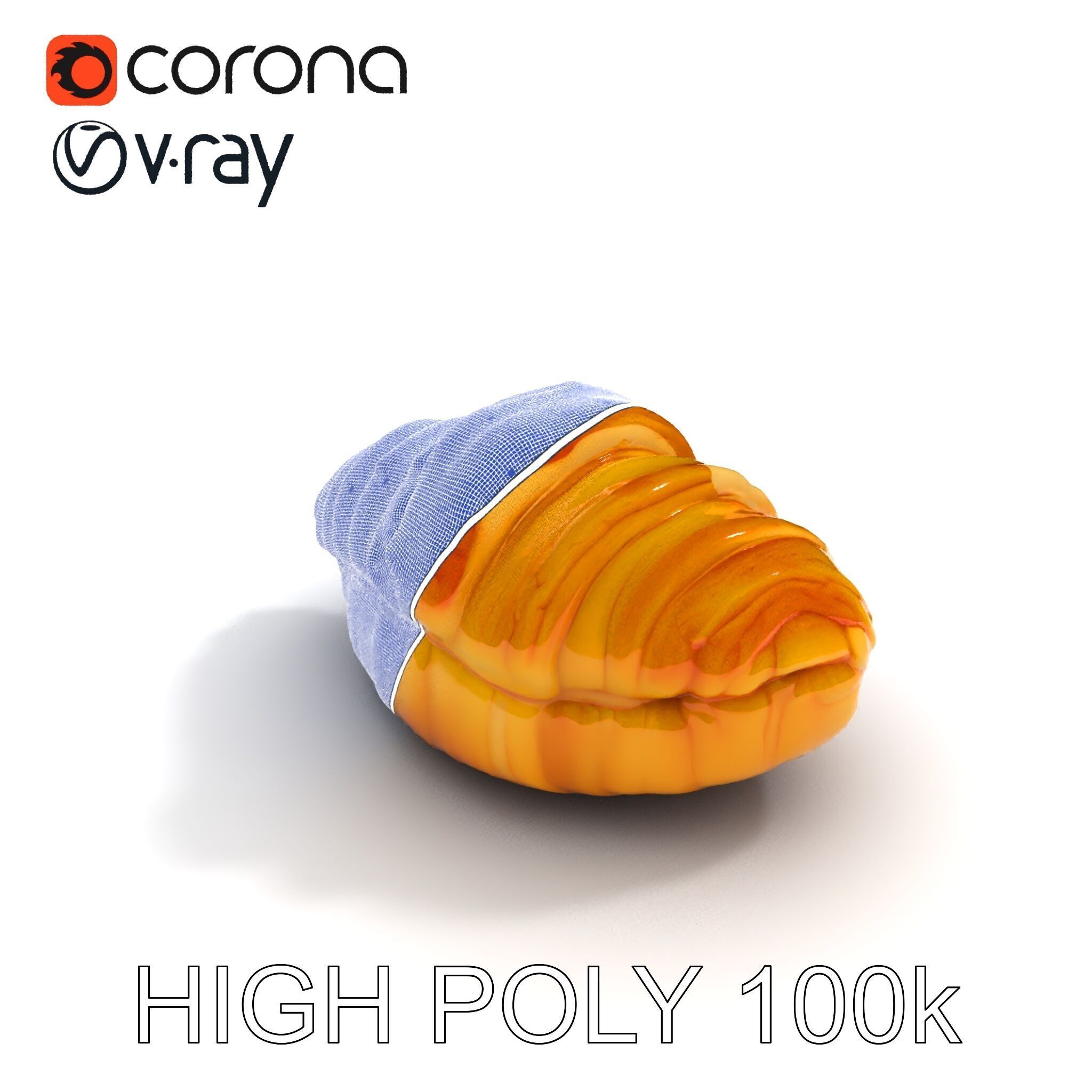 Delicious Croissant with Icing and Jam Model Pack Low-poly 3D model_11