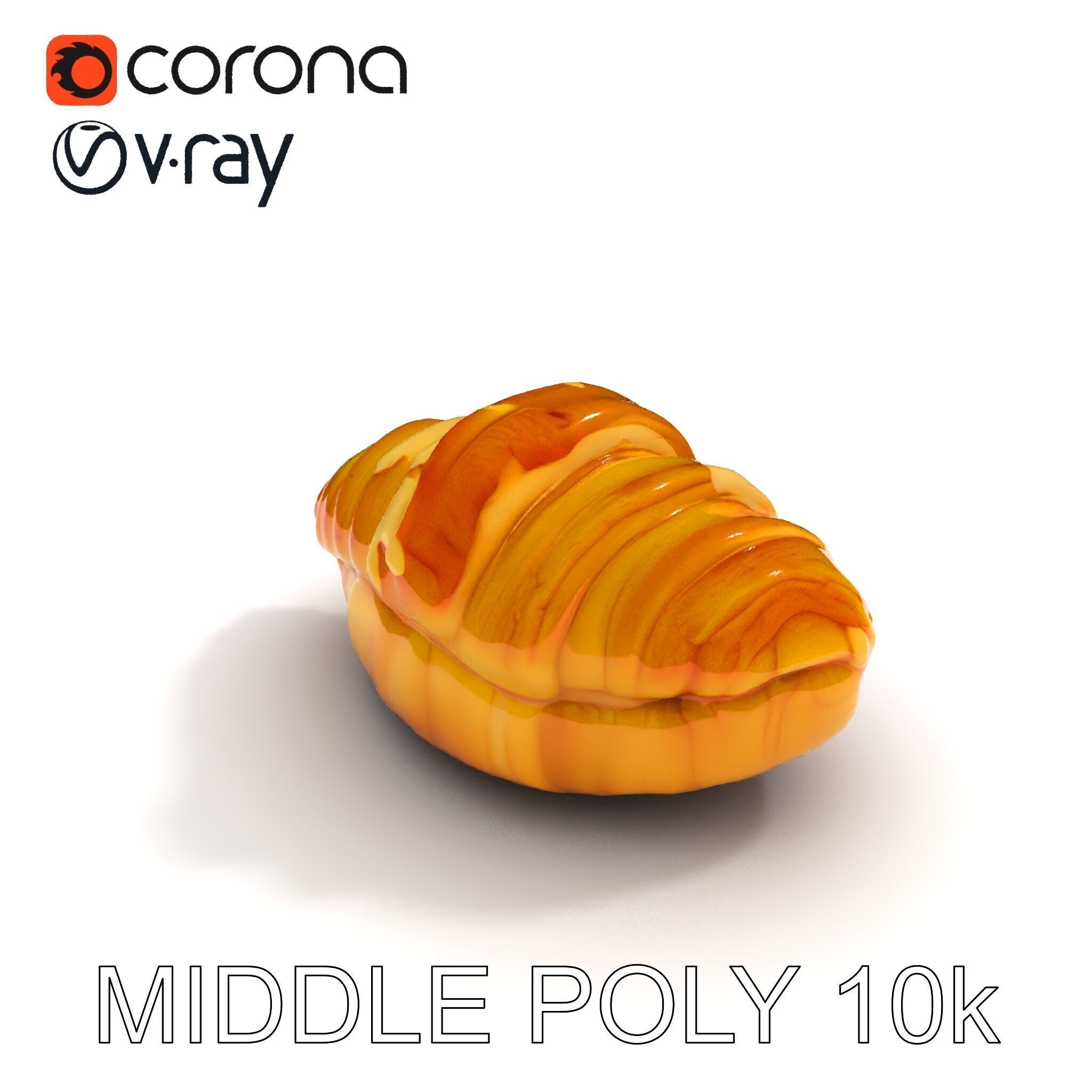 Delicious Croissant with Icing and Jam Model Pack Low-poly 3D model_22