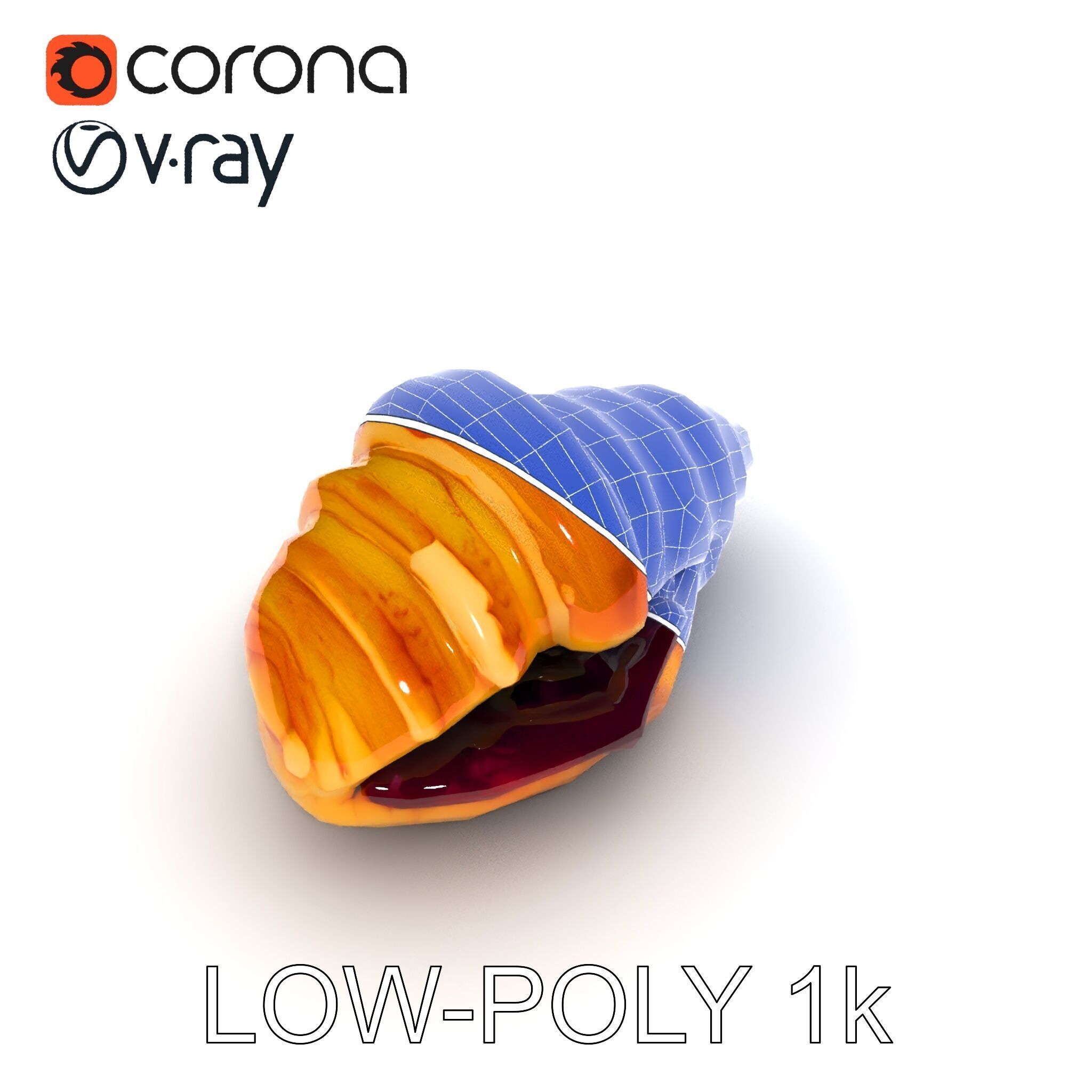 Delicious Croissant with Icing and Jam Model Pack Low-poly 3D model_17