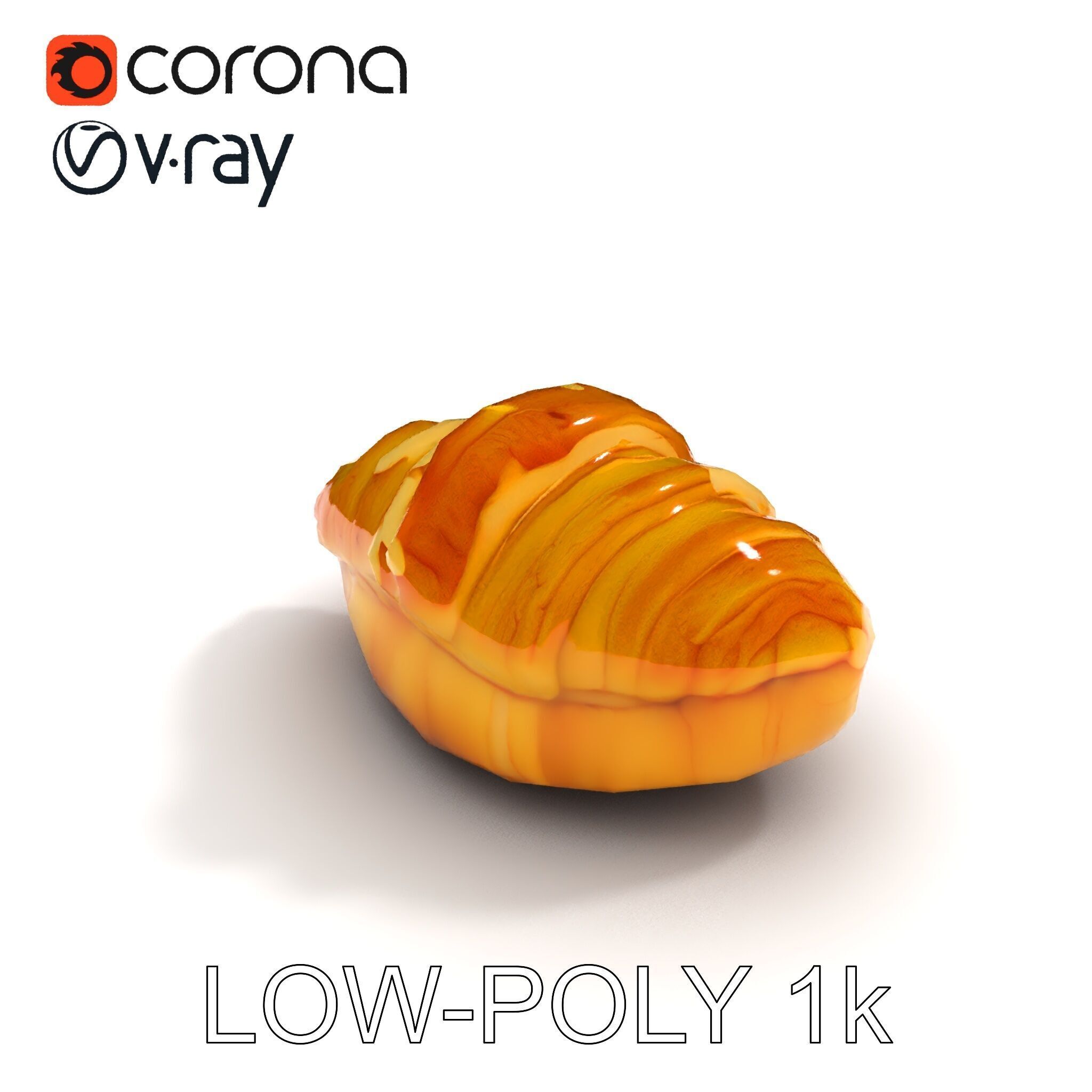 Delicious Croissant with Icing and Jam Model Pack Low-poly 3D model_33