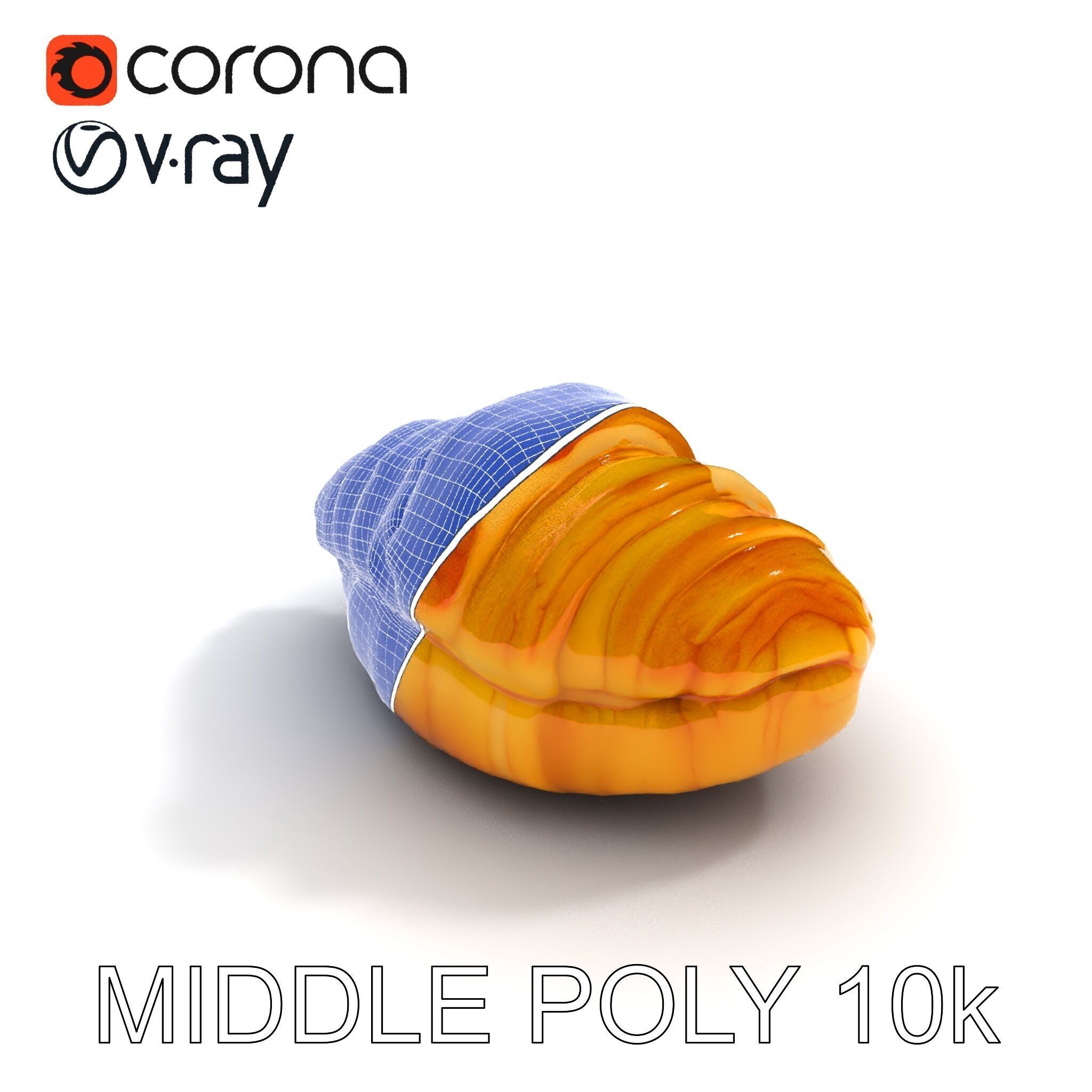 Delicious Croissant with Icing and Jam Model Pack Low-poly 3D model_12