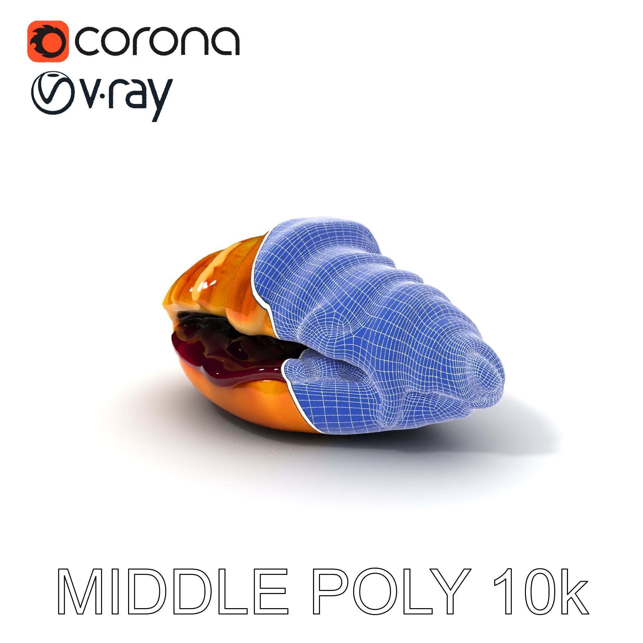 Delicious Croissant with Icing and Jam Model Pack Low-poly 3D model_6