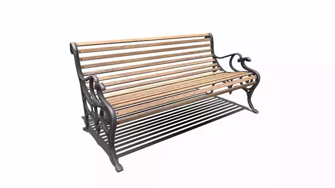 Old Park Bench Low-Poly PBR