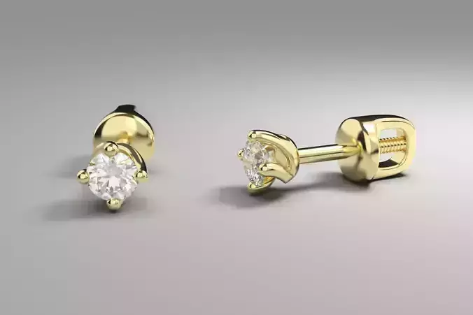 Minimalist 3D Printable Diamond Earring