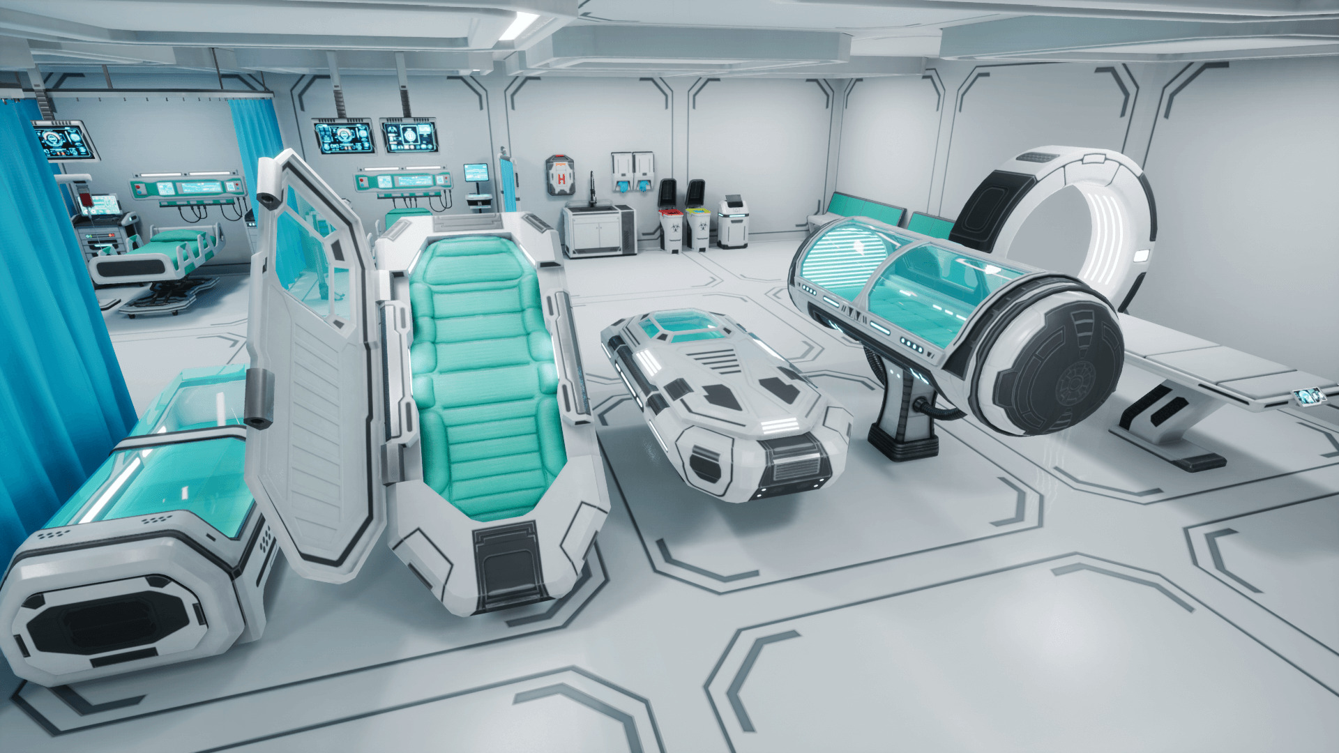 SciFi Hospital Room Props Low-poly 3D model_11