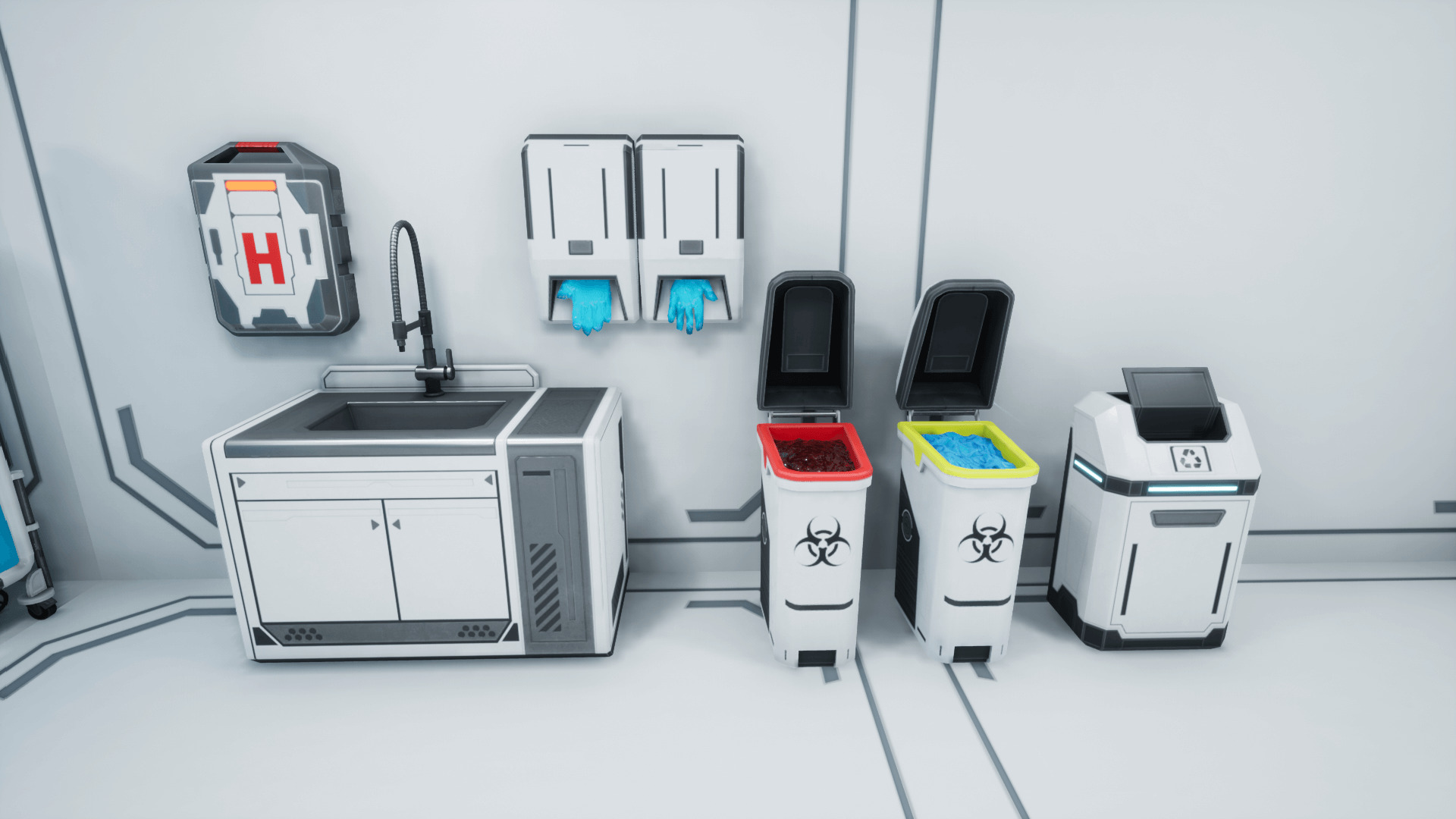 SciFi Hospital Room Props Low-poly 3D model_5