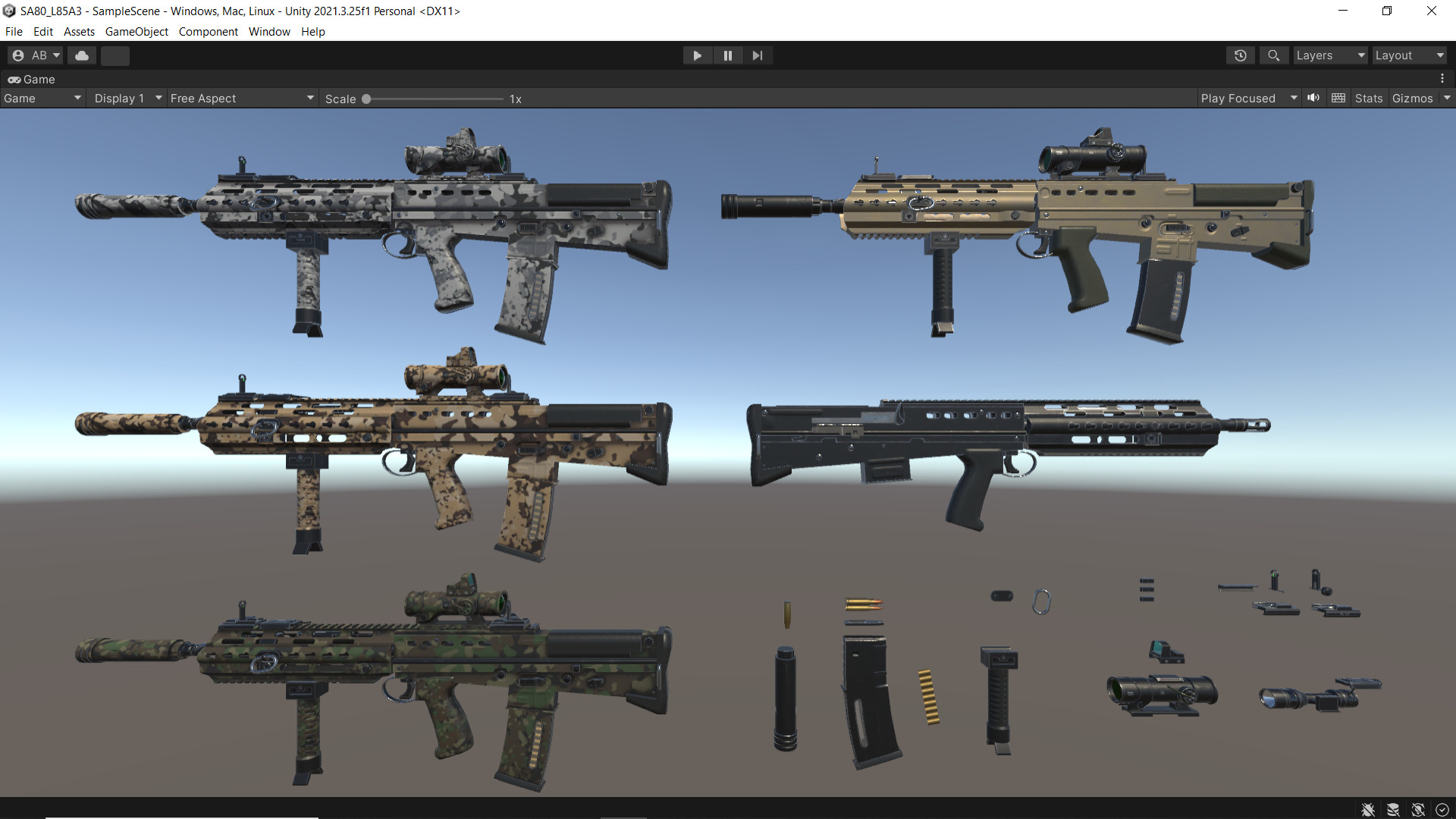 SA80 L85A3 Weapon Fps-Tps Low-poly 3D model_13