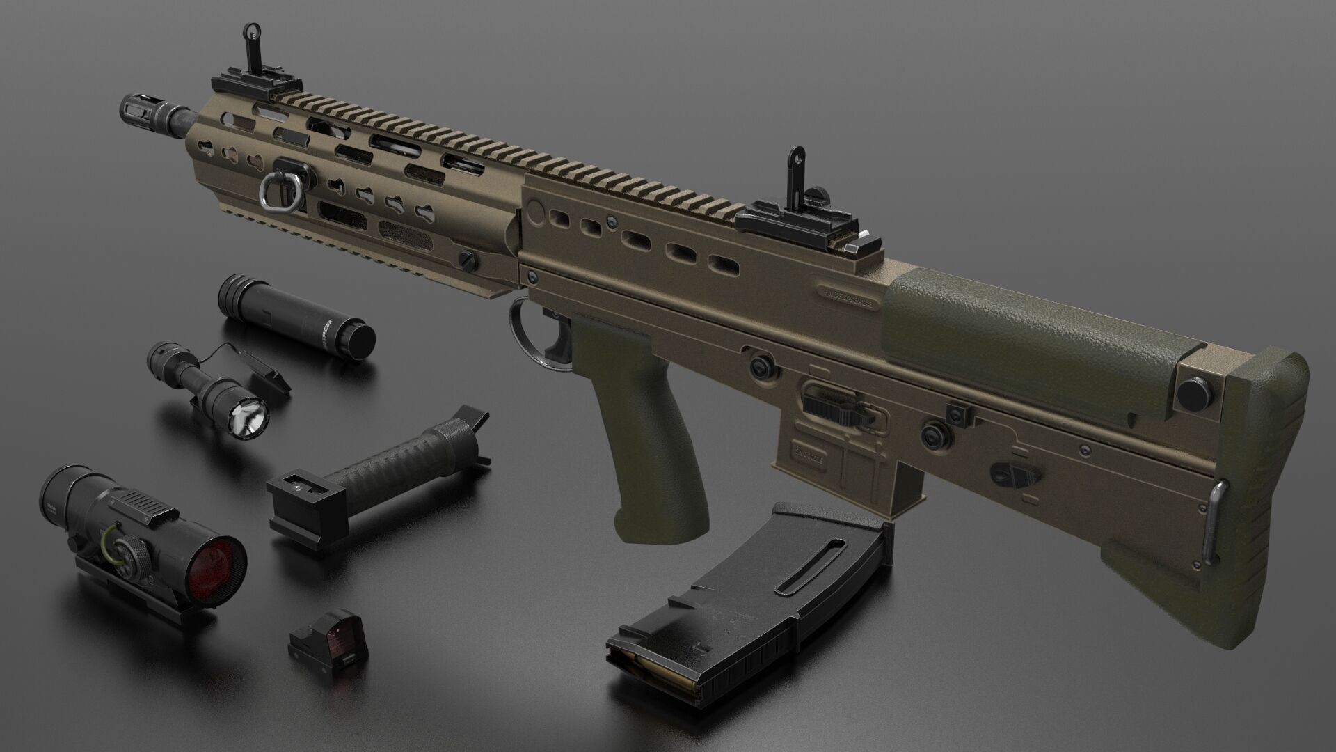 SA80 L85A3 Weapon Fps-Tps Low-poly 3D model_2