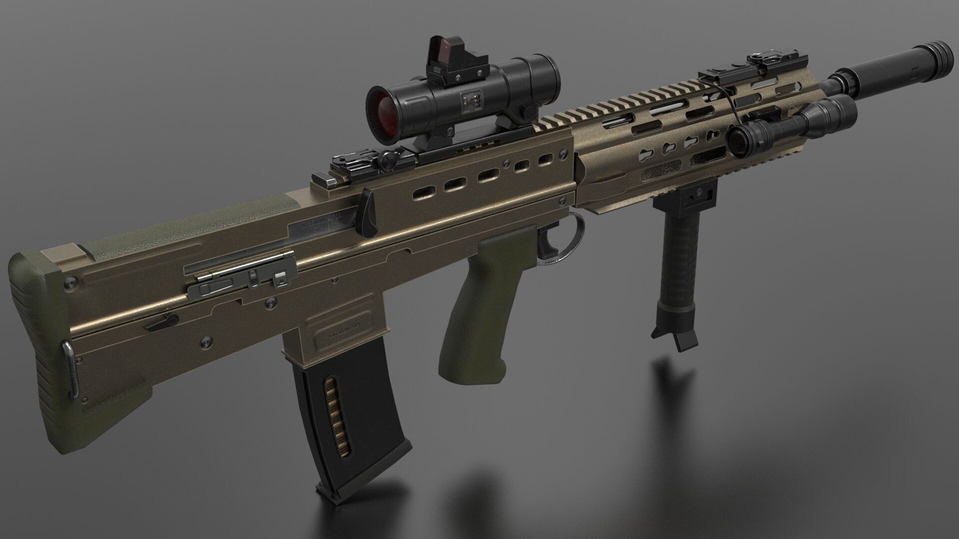 SA80 L85A3 Weapon Fps-Tps Low-poly 3D model_4