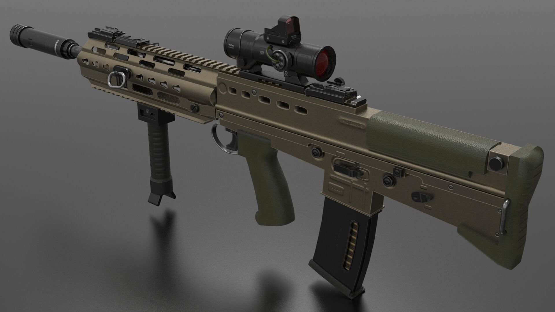 SA80 L85A3 Weapon Fps-Tps Low-poly 3D model_3