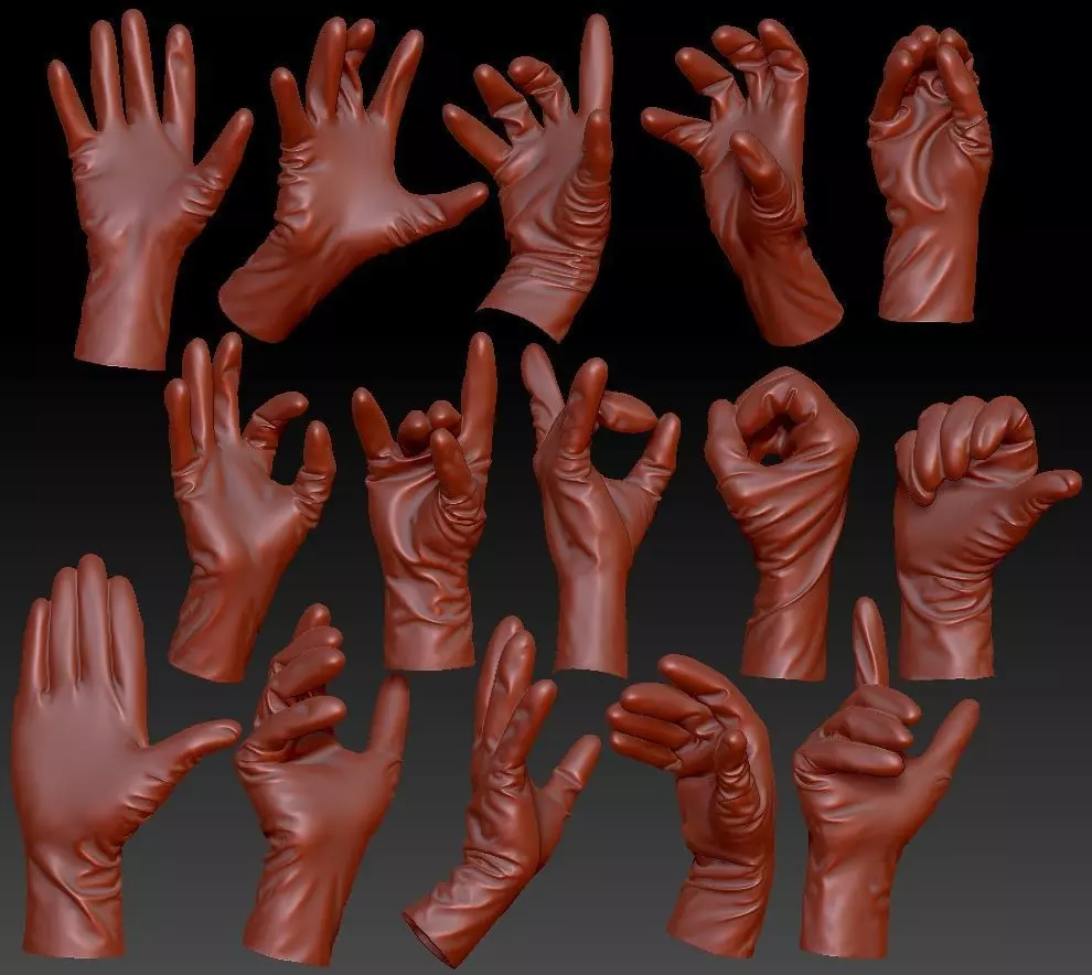 15 3D Scanned Glove Poses 3D model_0