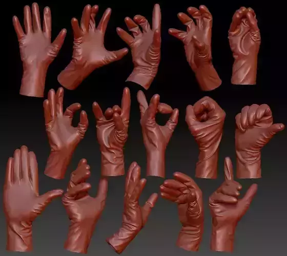 15 3D Scanned Glove Poses 3D model