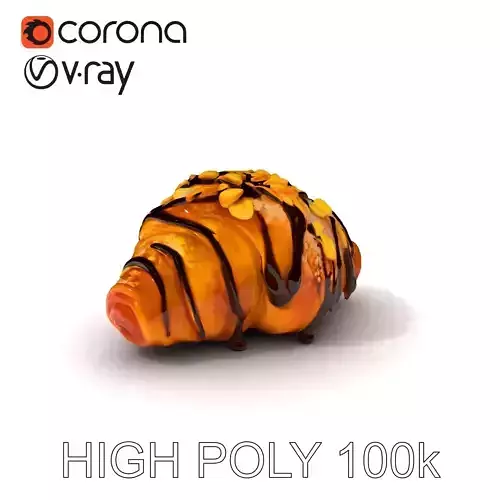 Chocolate Almond Croissant D Model Pack