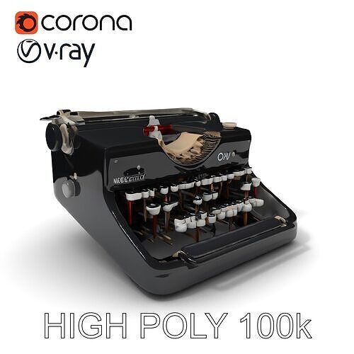 Vintage Typewriter D Model Pack Low-poly 3D model