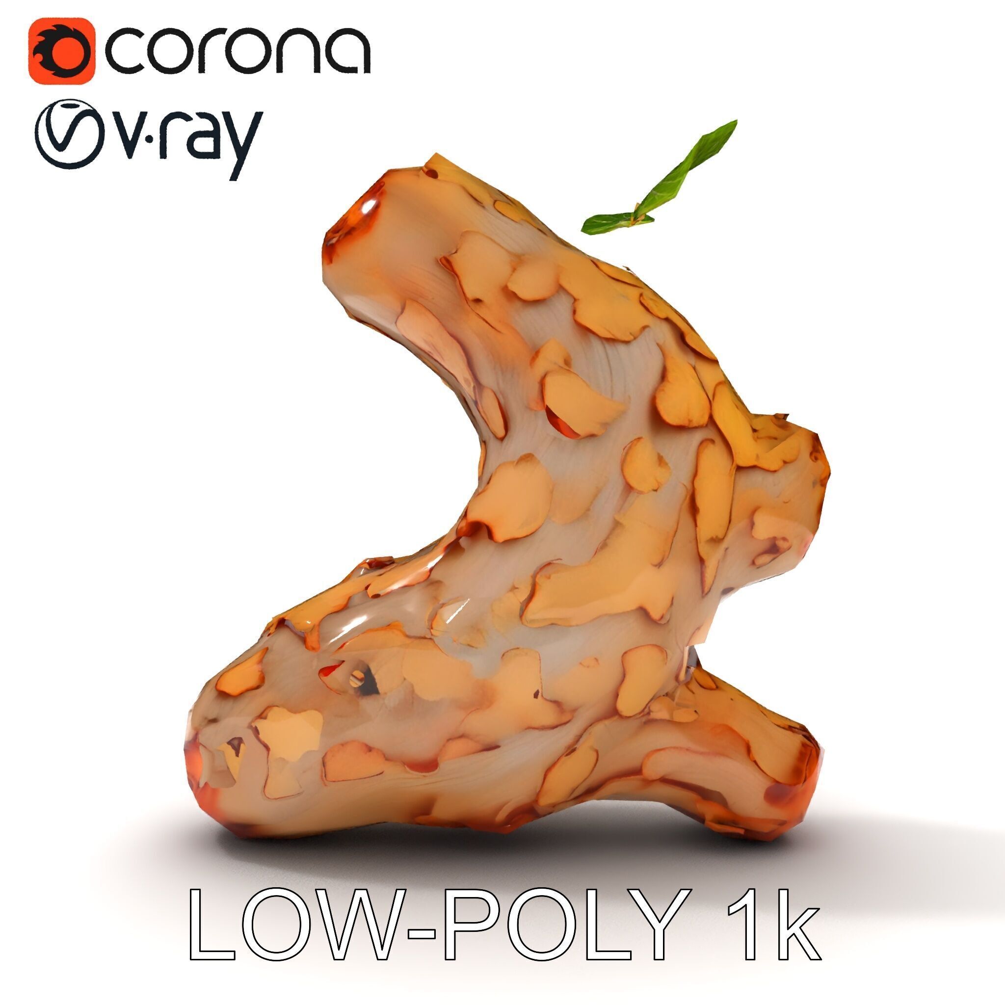 Dry Tree Branch with Leaves Model Pack Low-poly 3D model_24