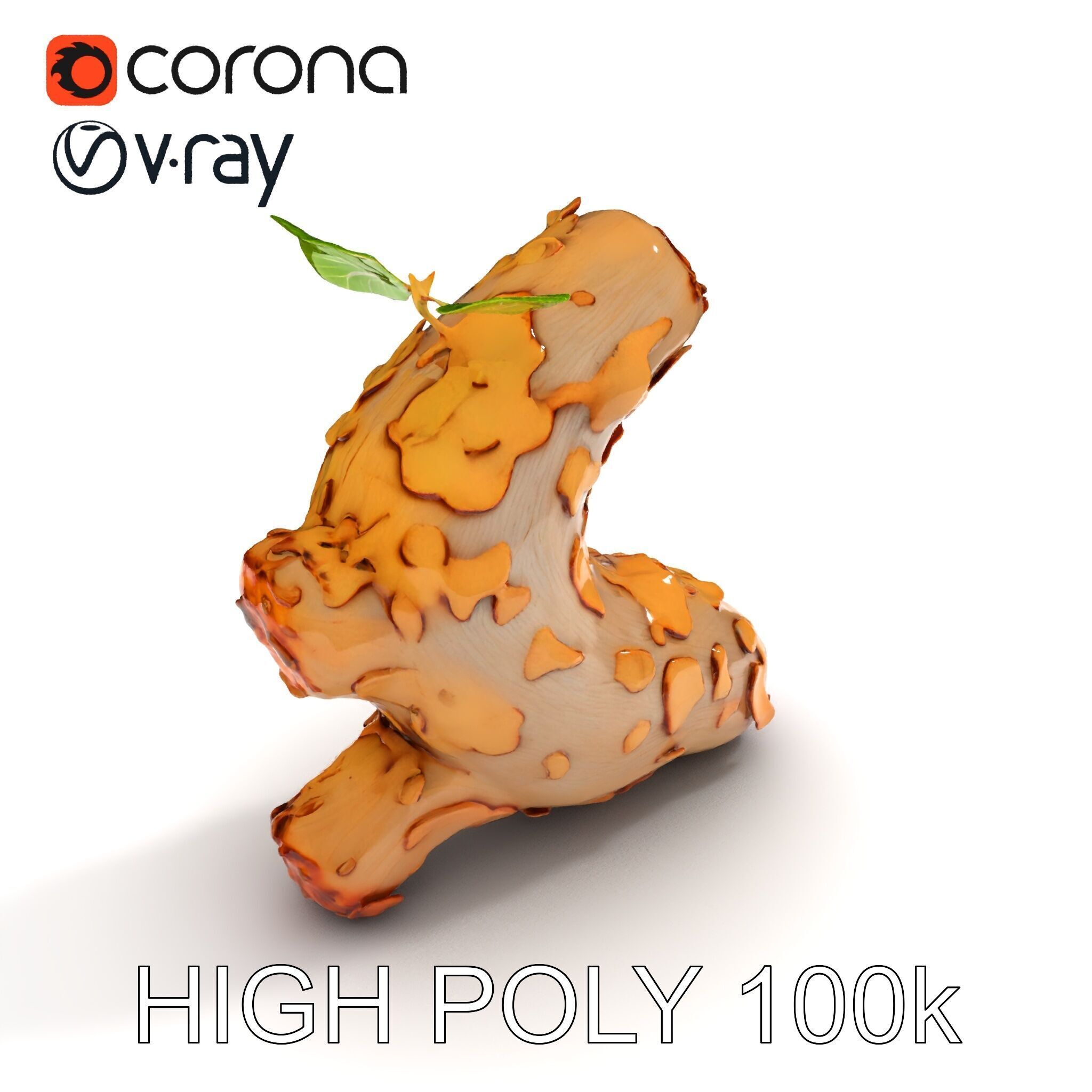 Dry Tree Branch with Leaves Model Pack Low-poly 3D model_34