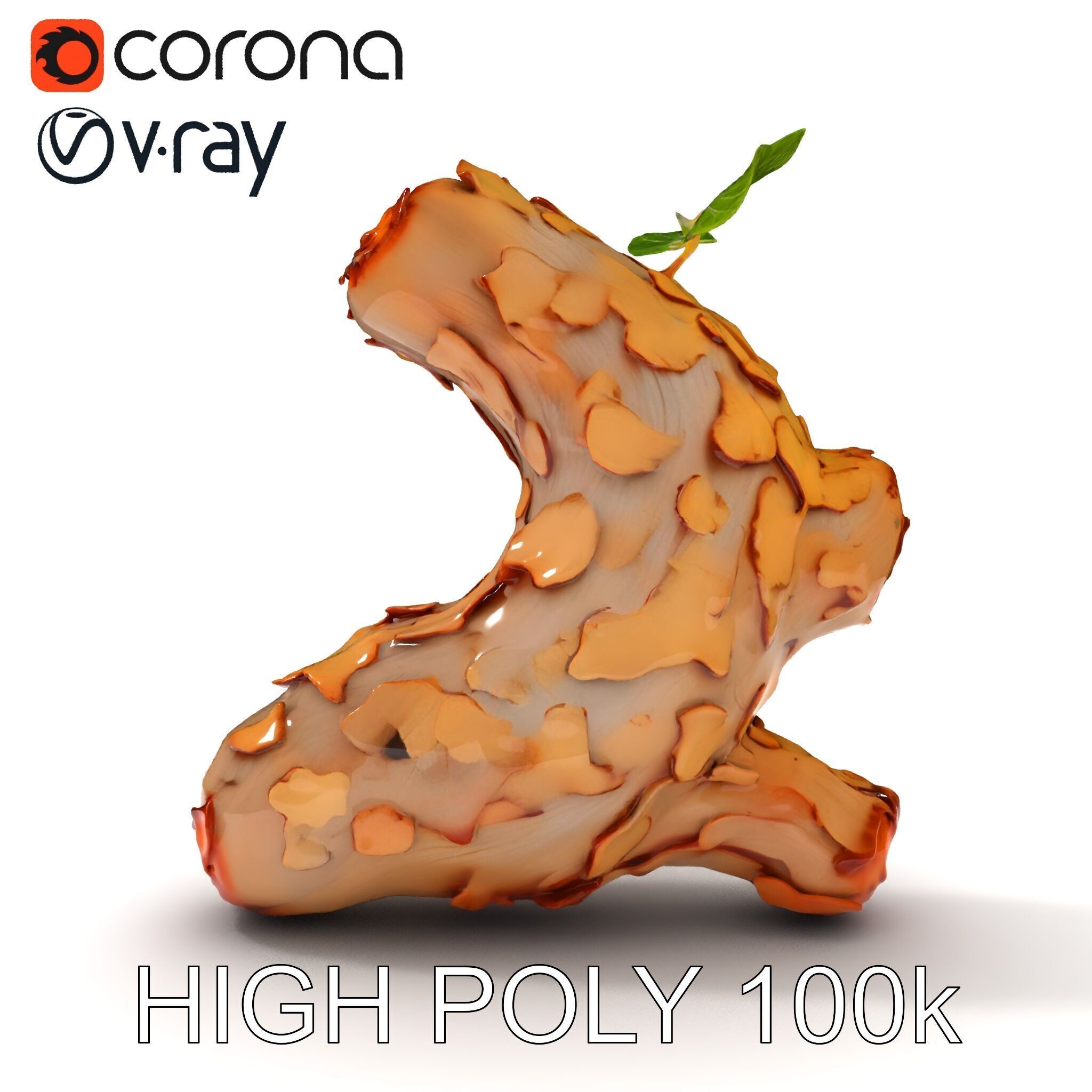 Dry Tree Branch with Leaves Model Pack Low-poly 3D model_13