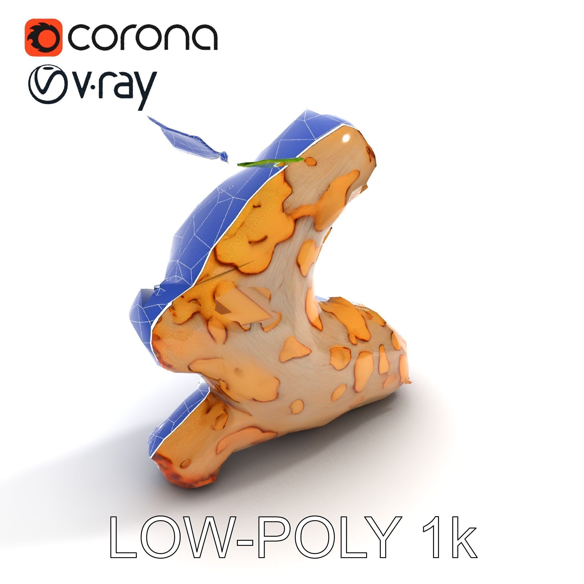 Dry Tree Branch with Leaves Model Pack Low-poly 3D model_18