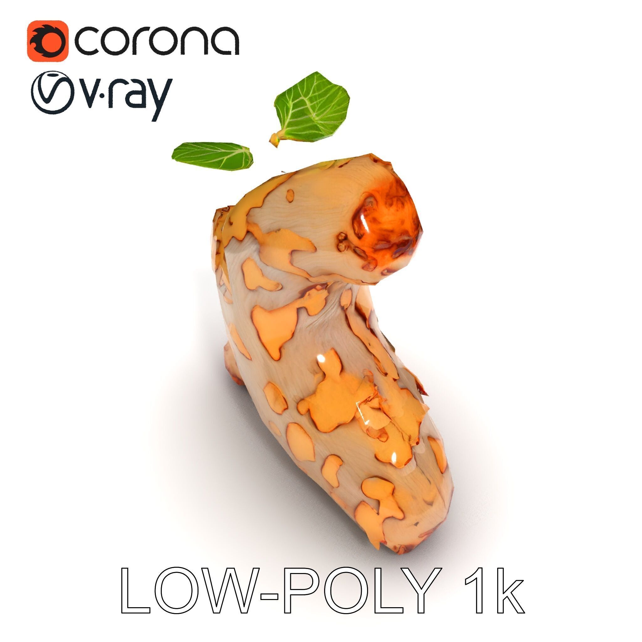 Dry Tree Branch with Leaves Model Pack Low-poly 3D model_7