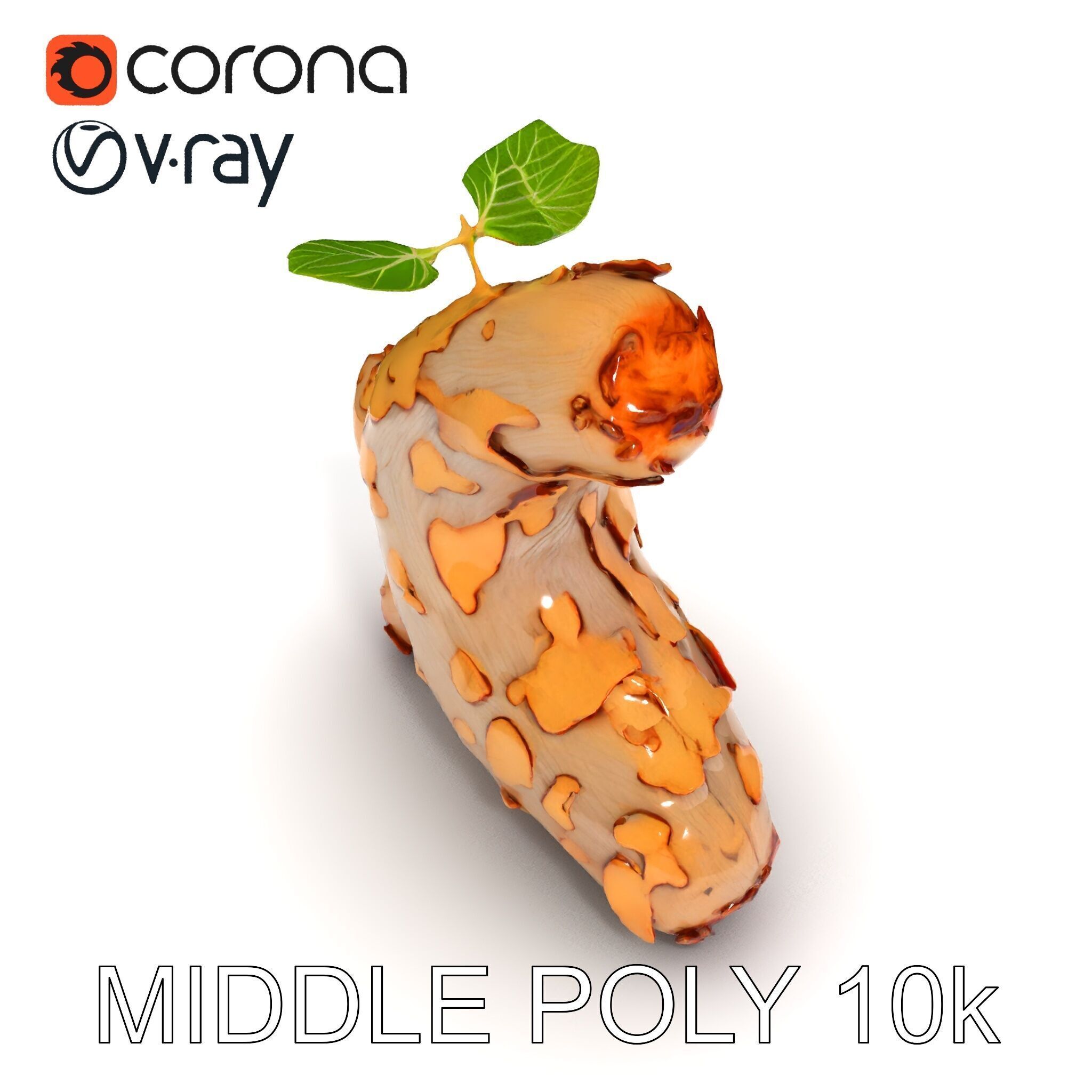 Dry Tree Branch with Leaves Model Pack Low-poly 3D model_20