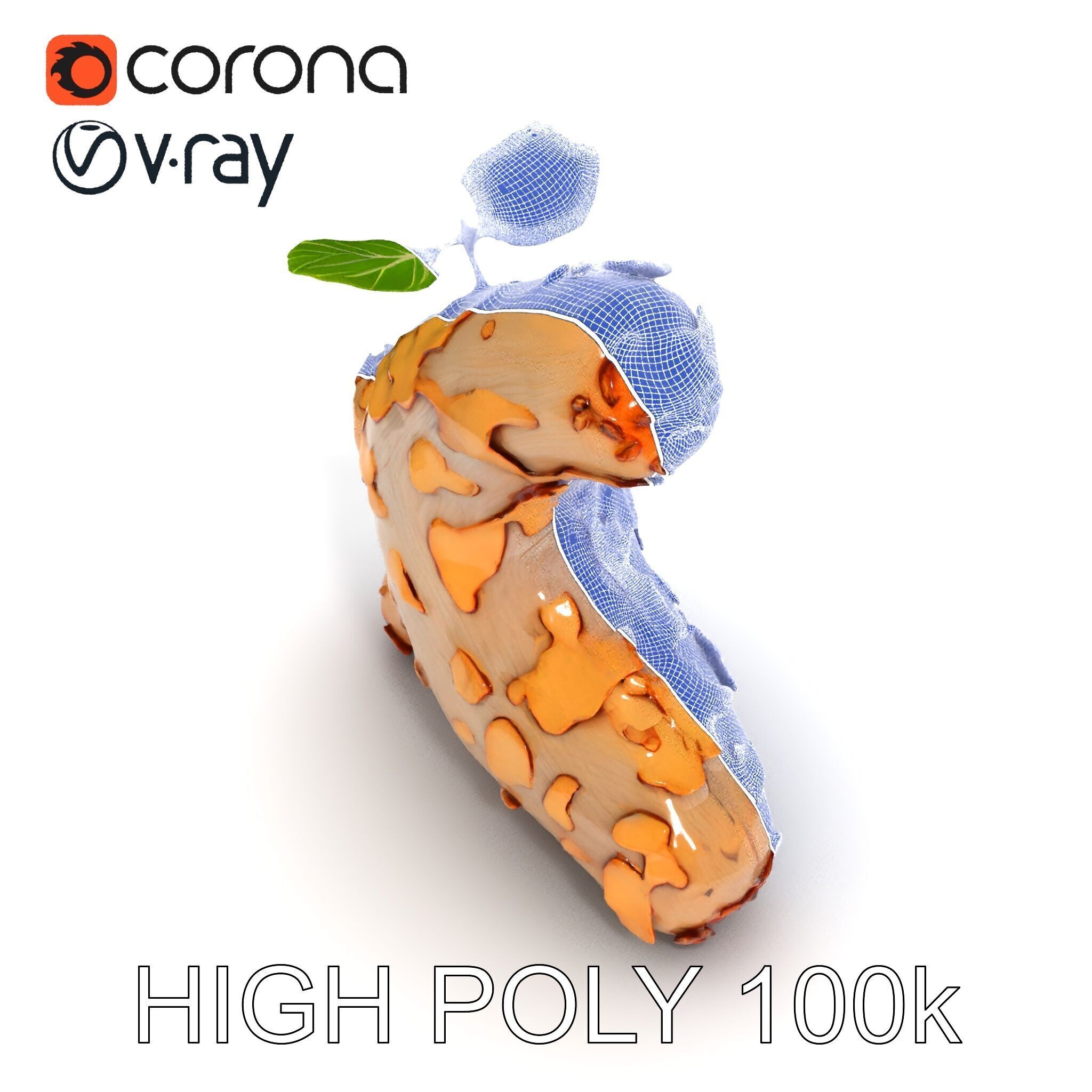 Dry Tree Branch with Leaves Model Pack Low-poly 3D model_8