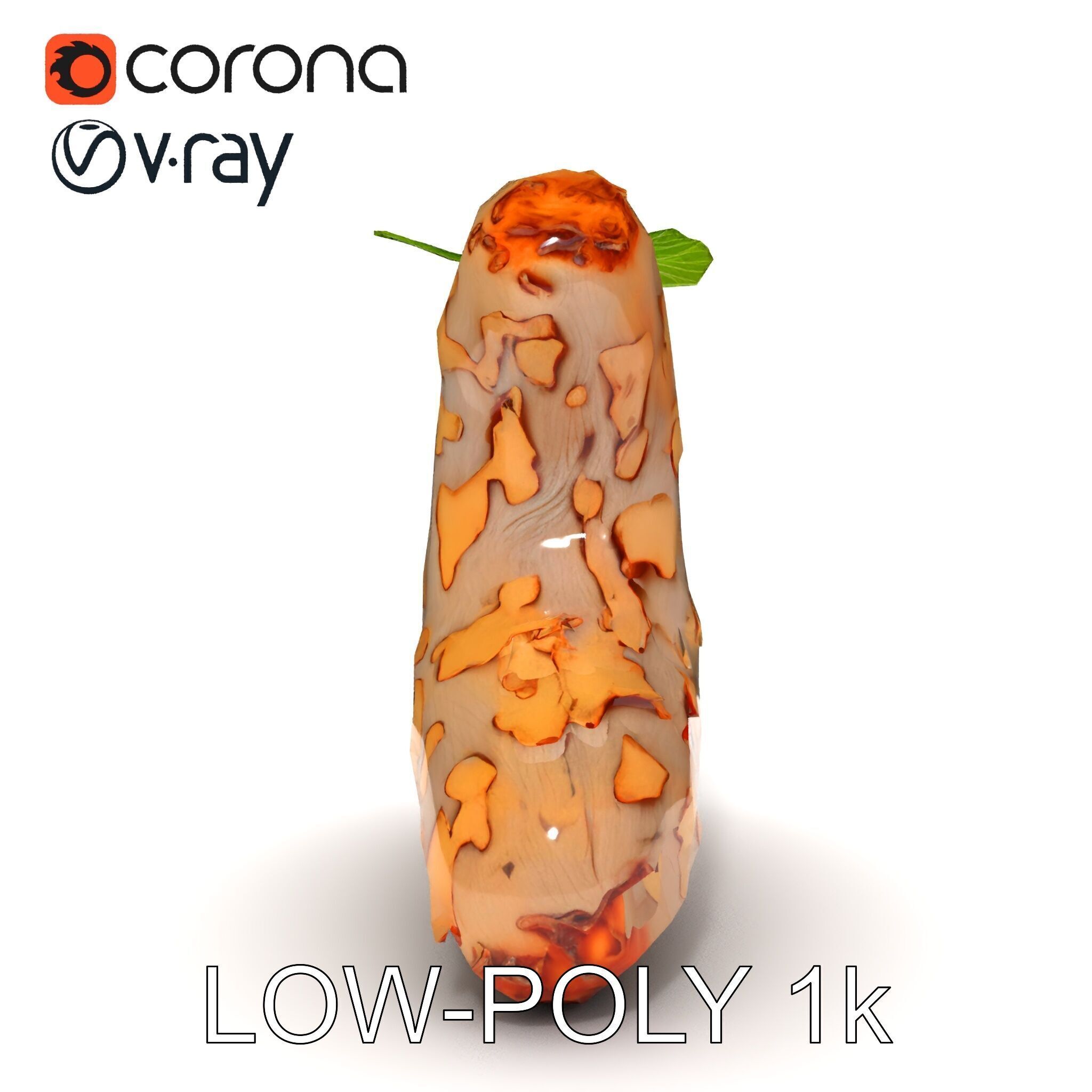 Dry Tree Branch with Leaves Model Pack Low-poly 3D model_10