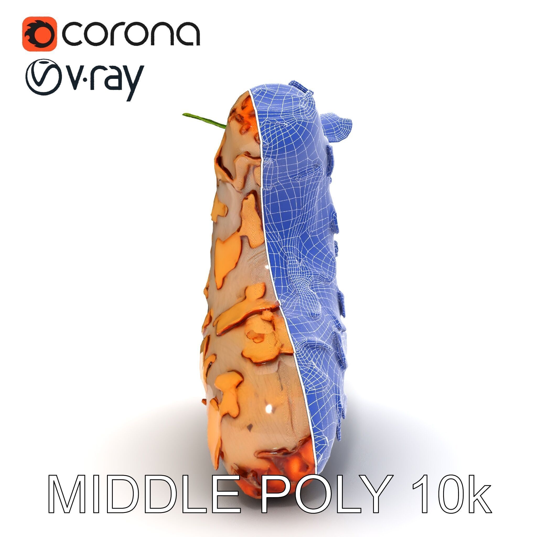 Dry Tree Branch with Leaves Model Pack Low-poly 3D model_6